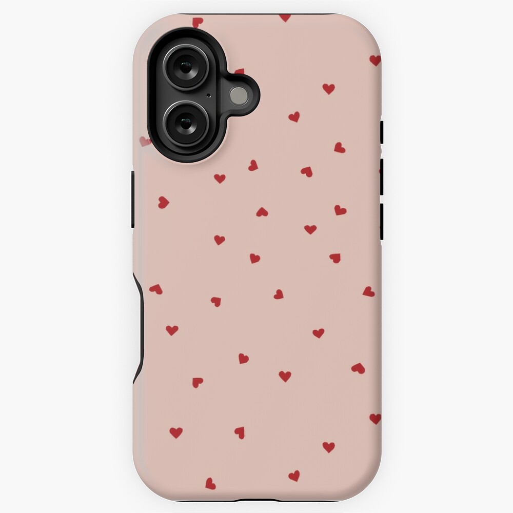 Tiny tossed hearts in red and pink by Erin Kendal iPhone Case