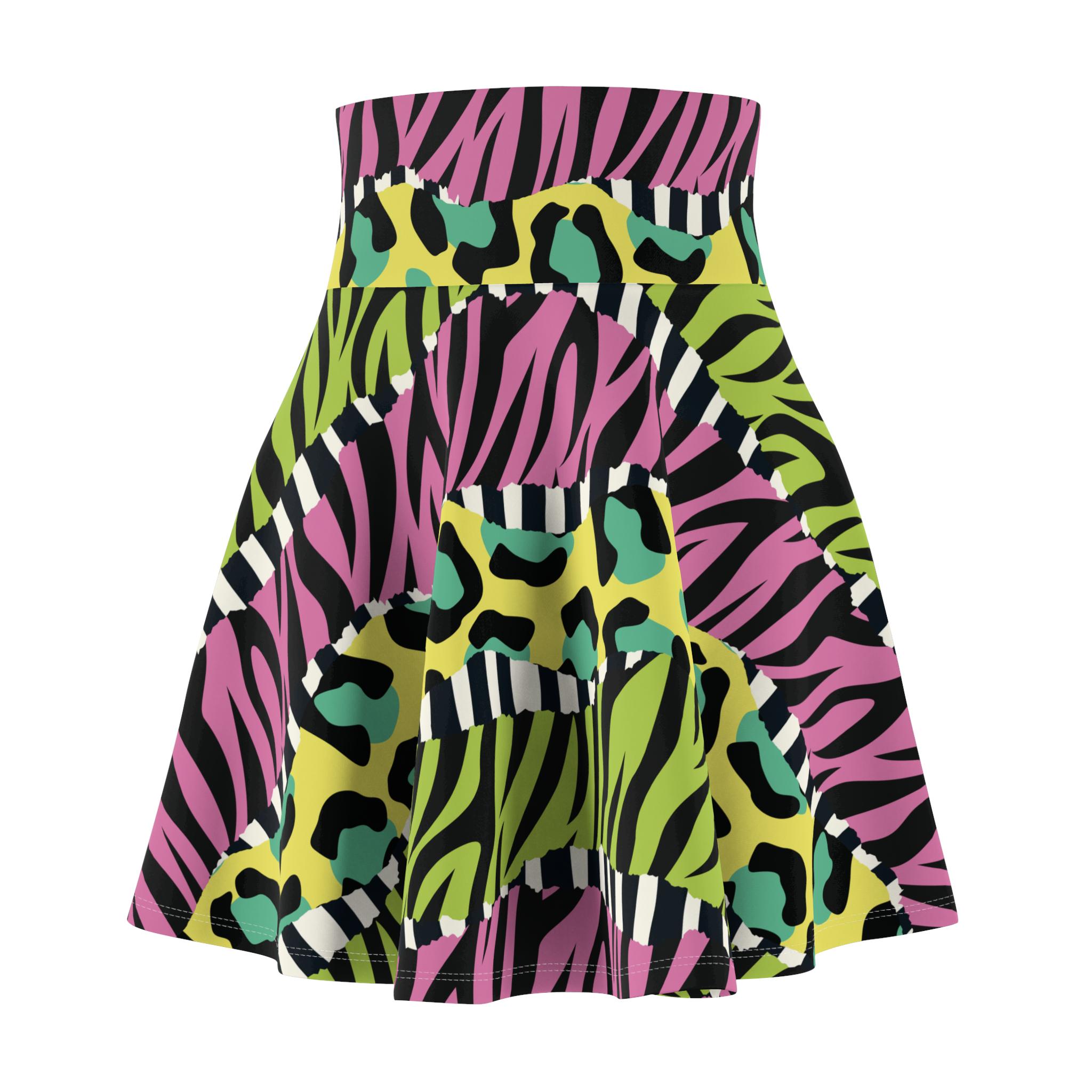 Vibrant Animal Print High Waist Skater Skirt