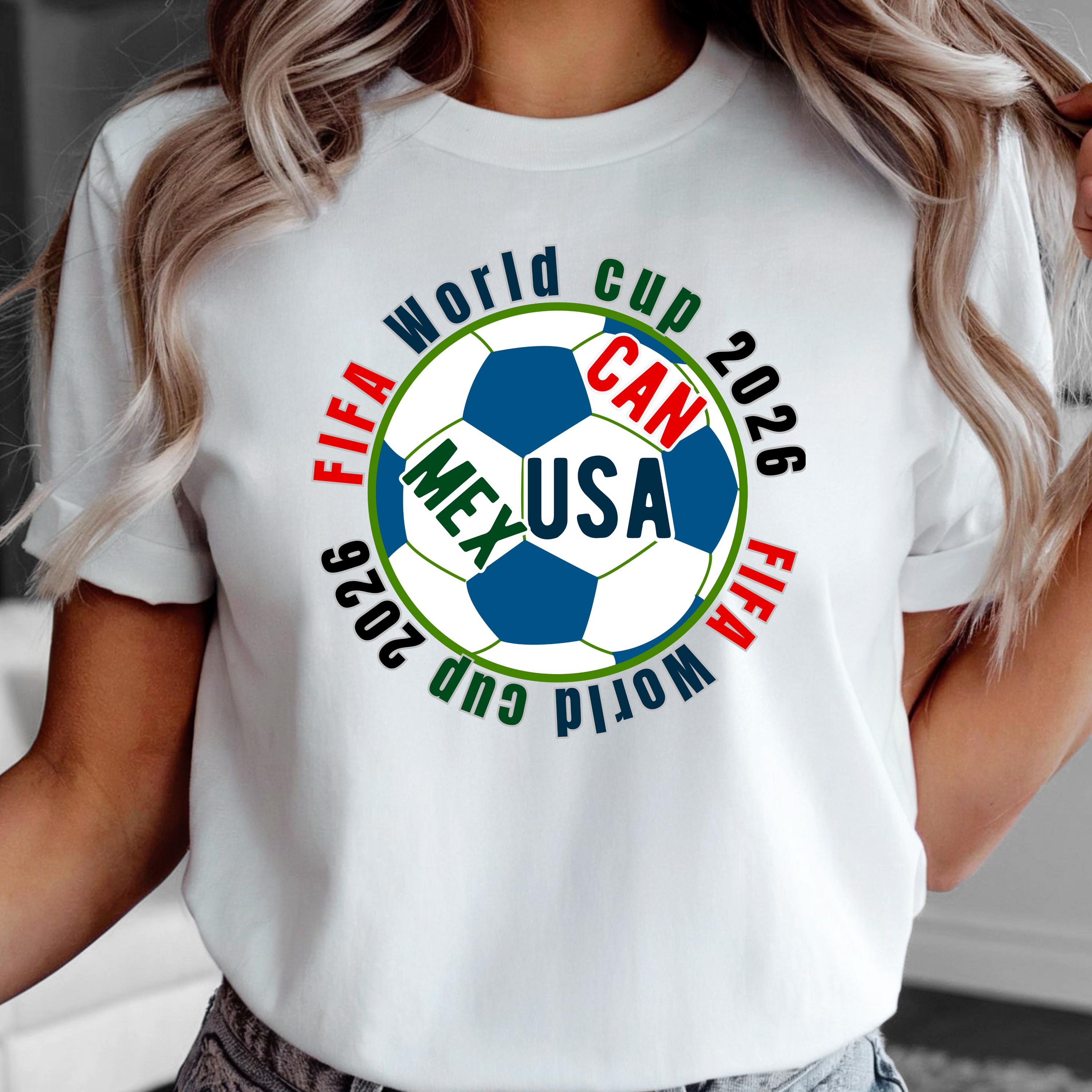 FIFA World Cup 2026 Unisex T-Shirt - Celebrate Canada, Mexico, USA Flags, Sports Fans Gift, Soccer Tournament Tee, World Cup Apparel