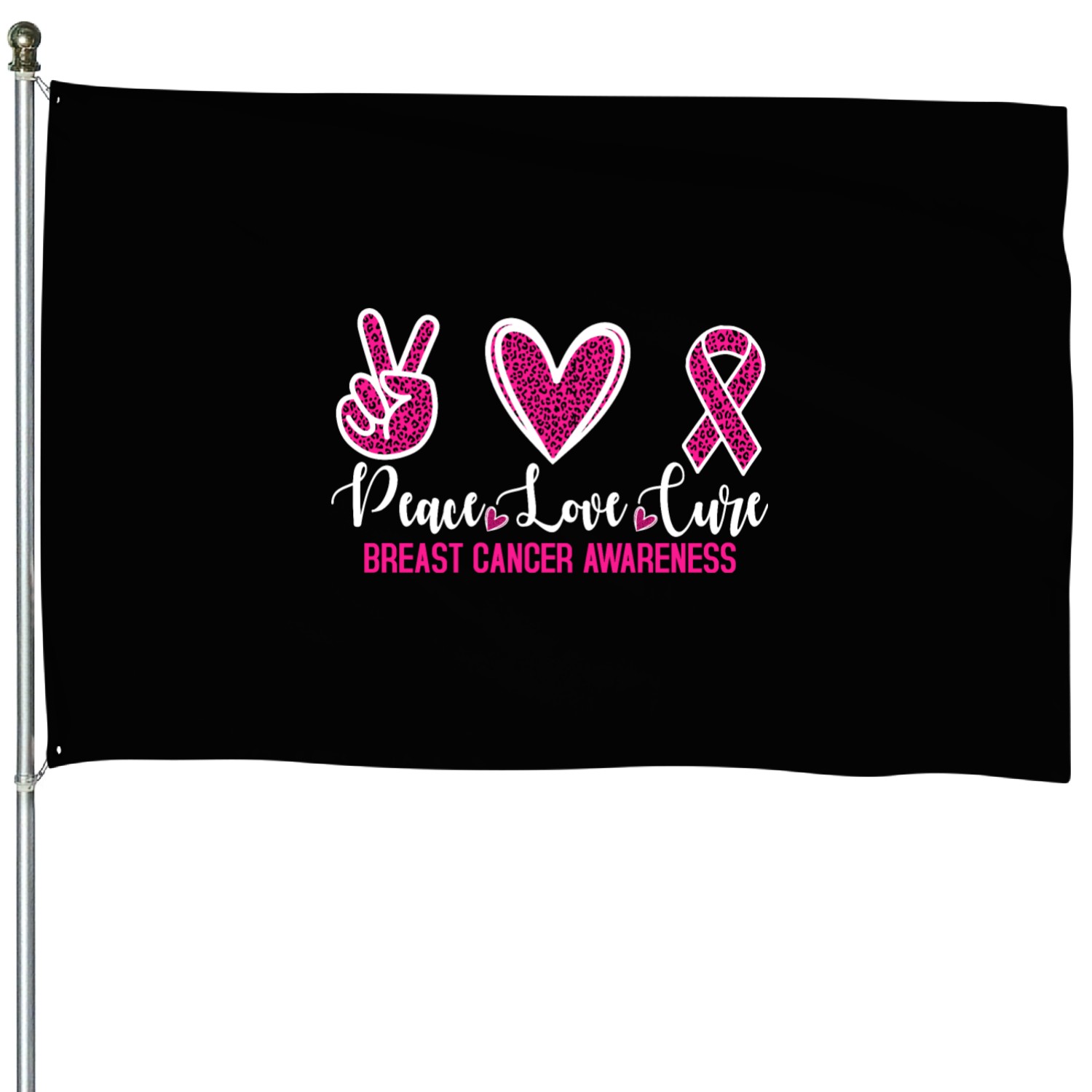 Peace Love Cure Breast Cancer Awareness House Flags