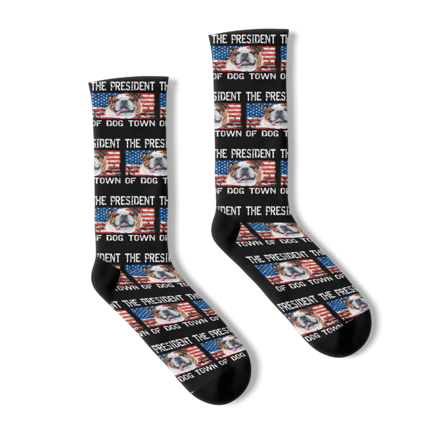 Cute bulldog President of Dog town Socks