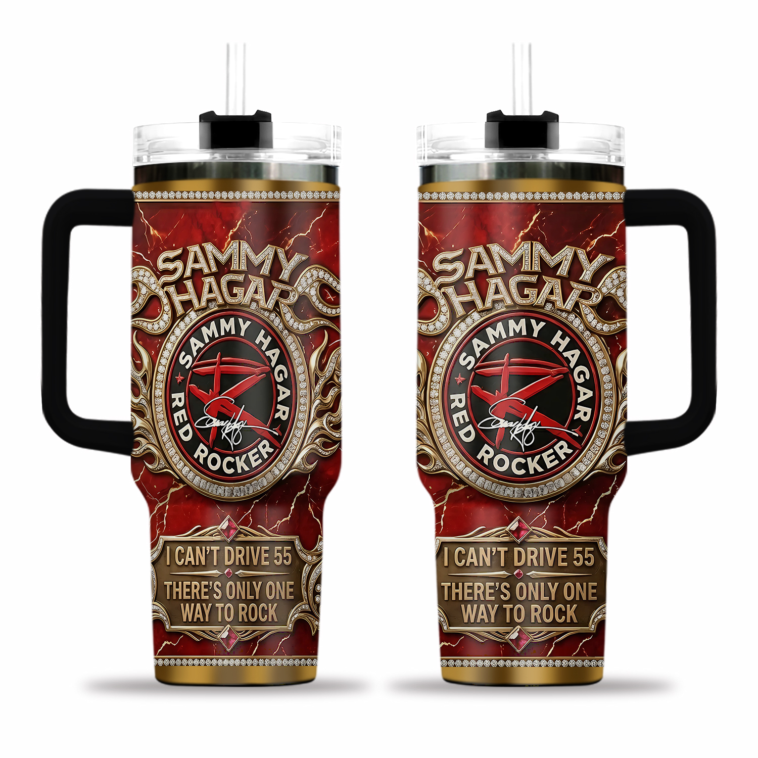 Sammy Hagar Red Rocker Stainless Steel Tumbler with Handle (No Box, Only Tumbler)