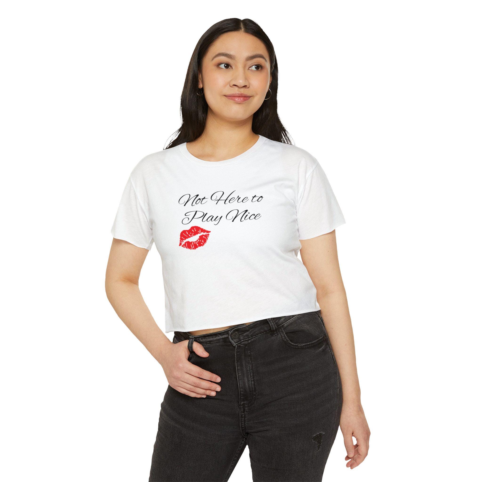 Sabrina Vibes Women's Crop Top, Festival Wear, Not Here to Play Nice, Boho Chic Shirt, Summer Music Top