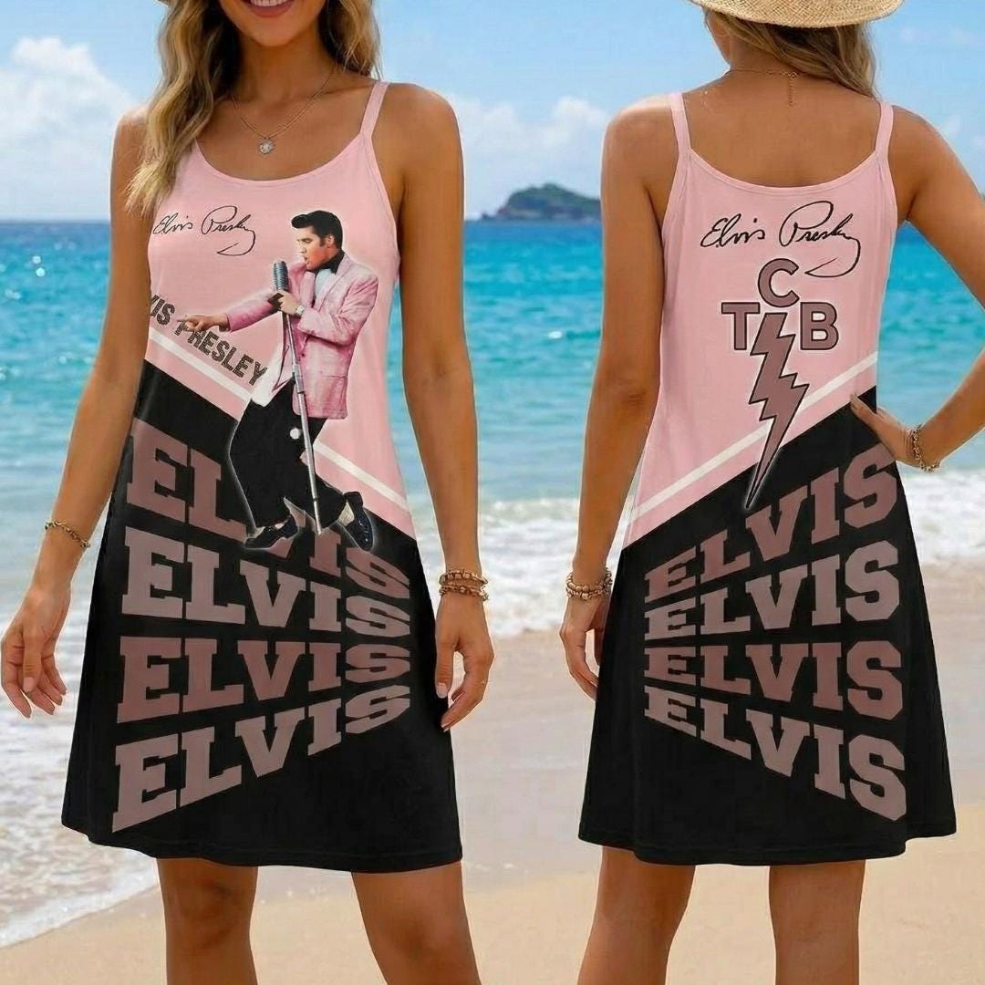 Elvis Presley Women Dress, Elvis The King Sling Dress, Rock N Roll Gift, Epic Elvis 2026 Summer Dress, Elvis Presley Merch