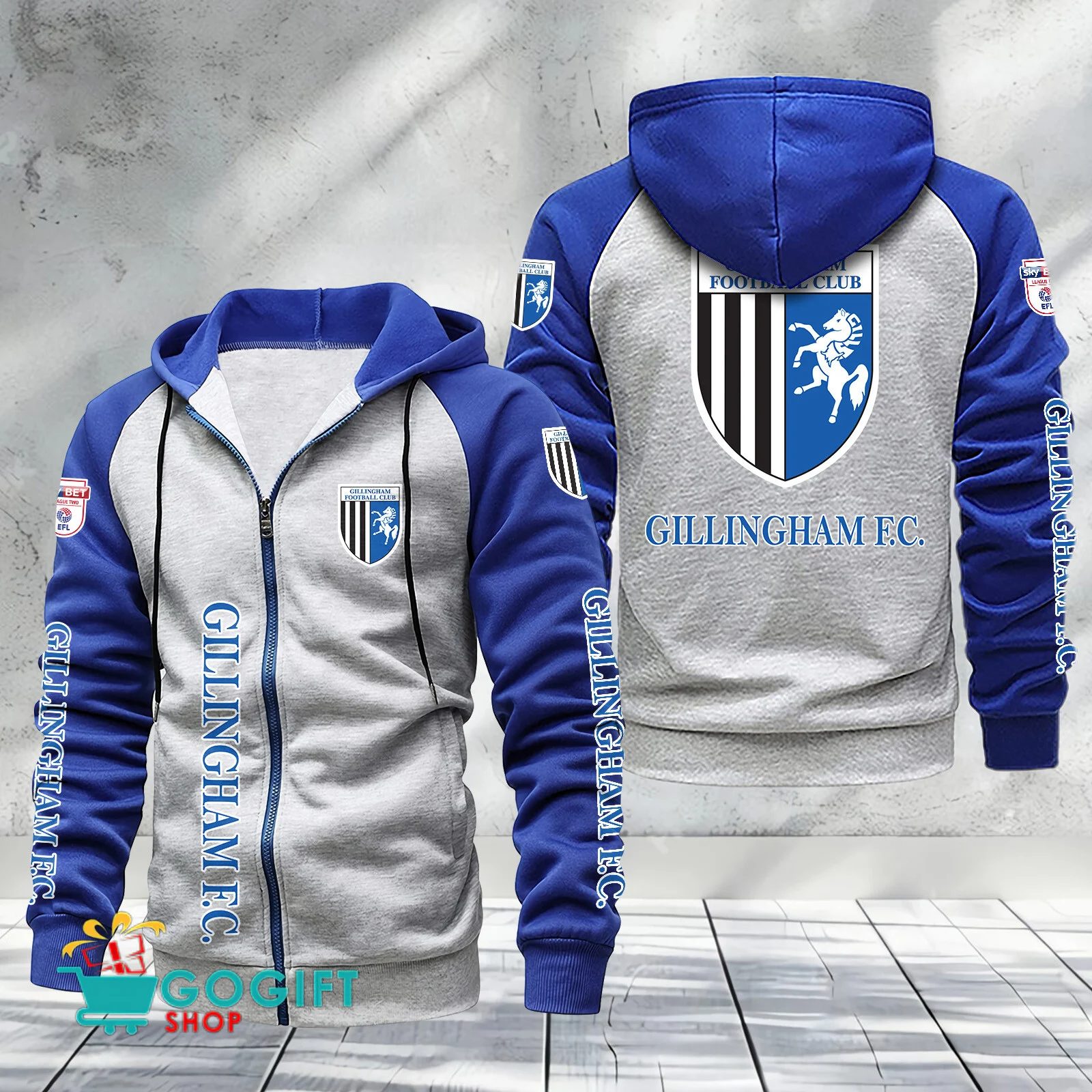 Gillingham FC Sporty Style Raglan Zipper Hoodie