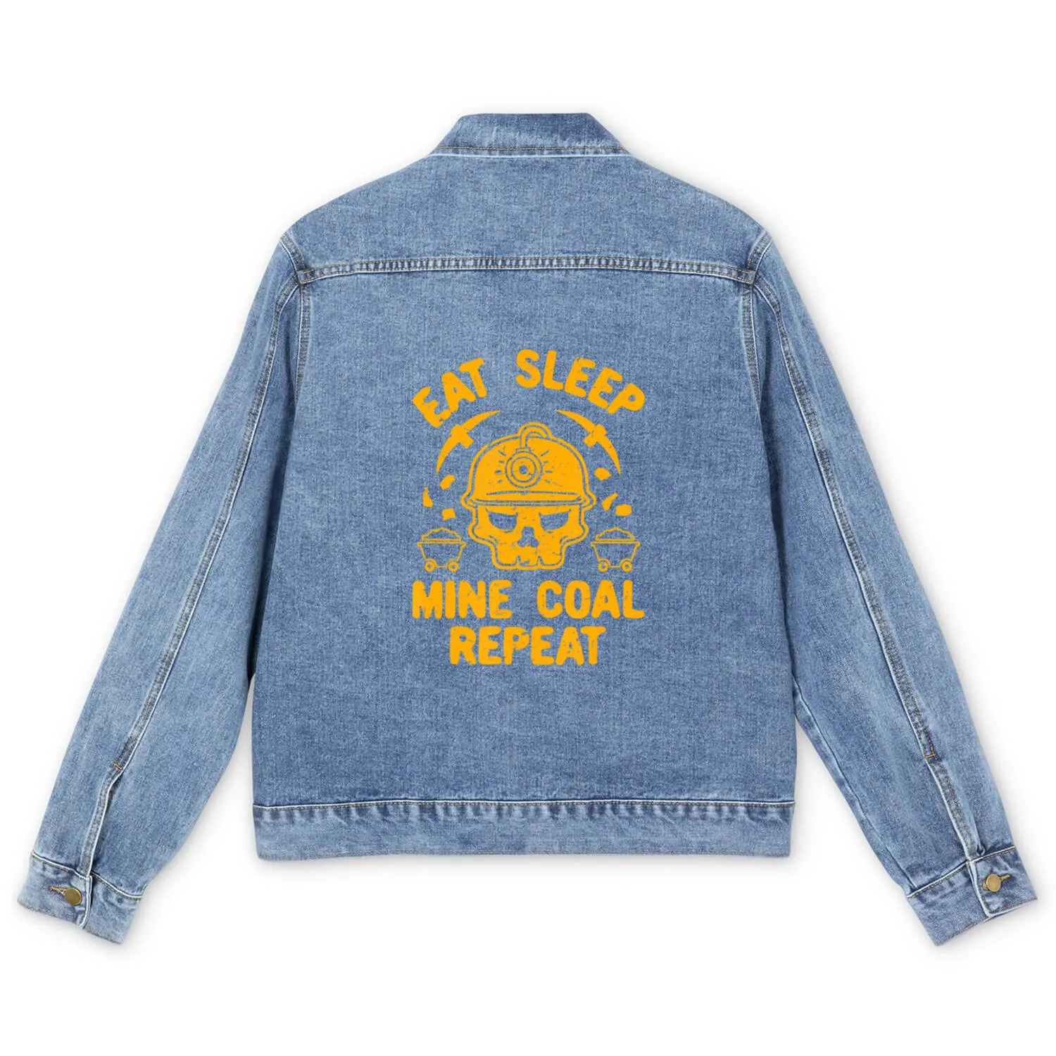 Coal Mining Worker Design For Coal Miner Eat Sleep Men's Denim Jackets