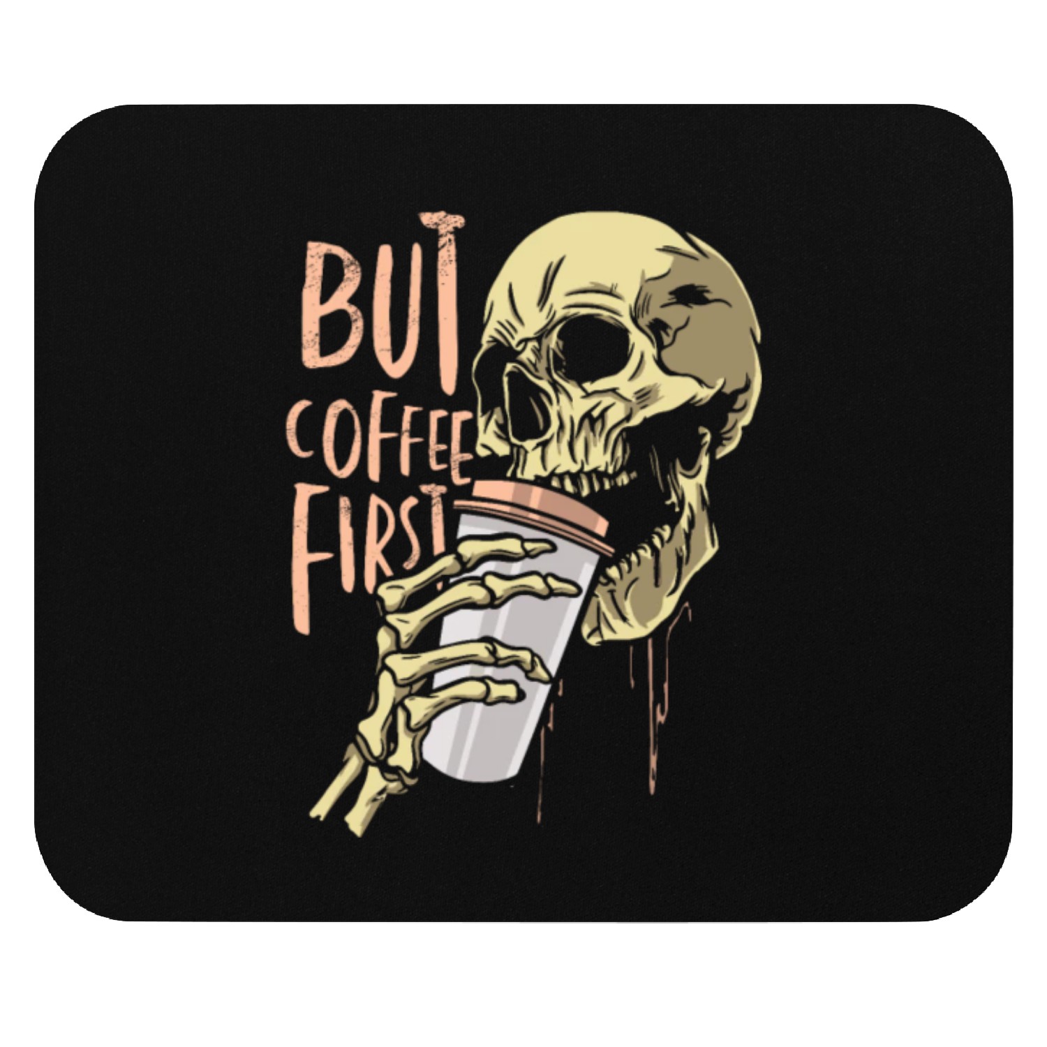 Skeleton Drinking Coffee Mouse Pads