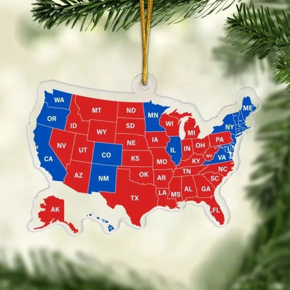 Election Result Map - US Election trump won get over it 2024 Christmas ornament