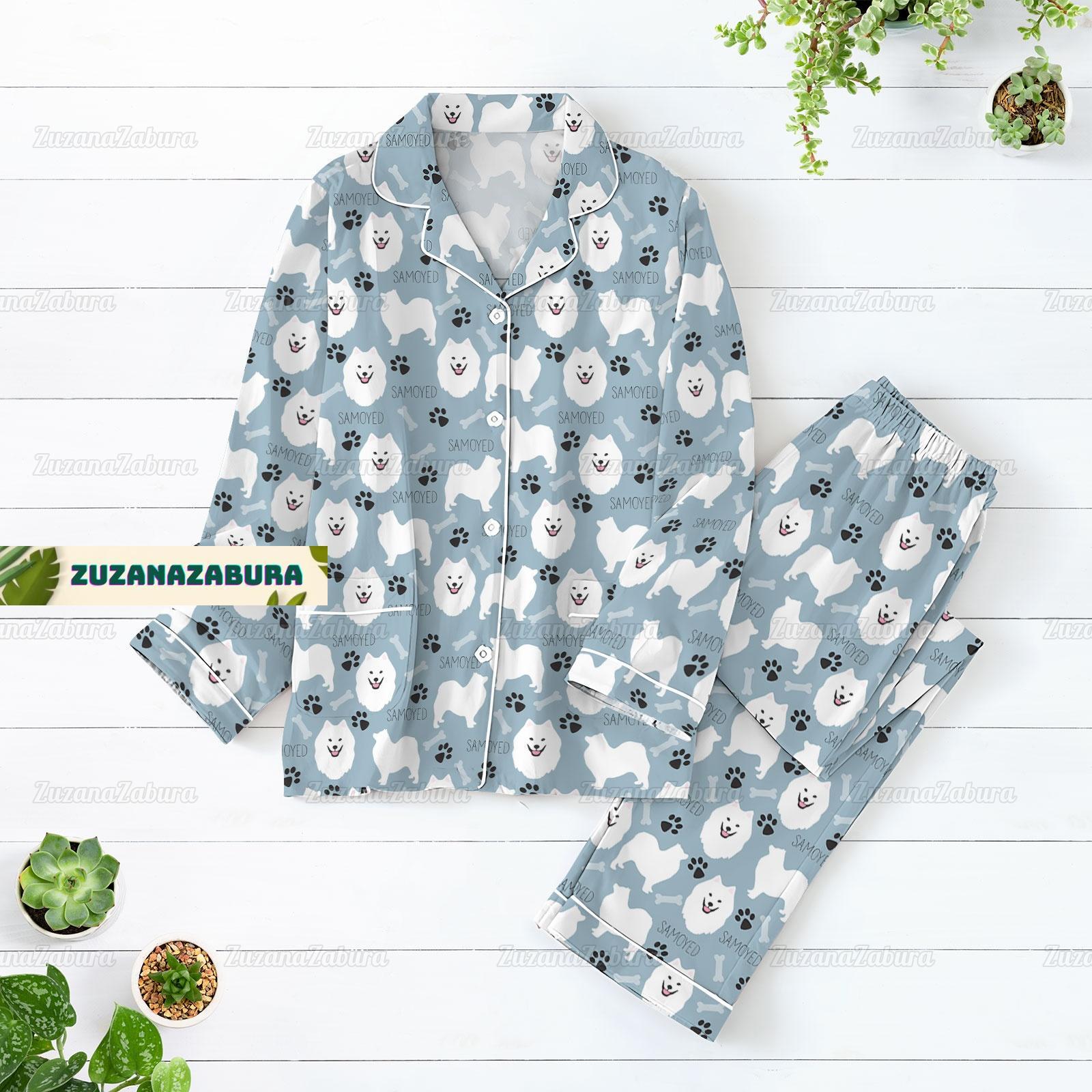 Samoyed Pajamas Set, Samoyed Shirt, Samoyed Pajamas, Samoyed Pajamas Pants