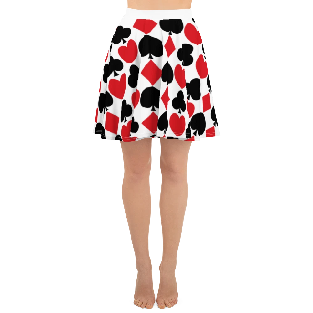 Playing Cards Suits Poker Skater Skirt, Gift for Her