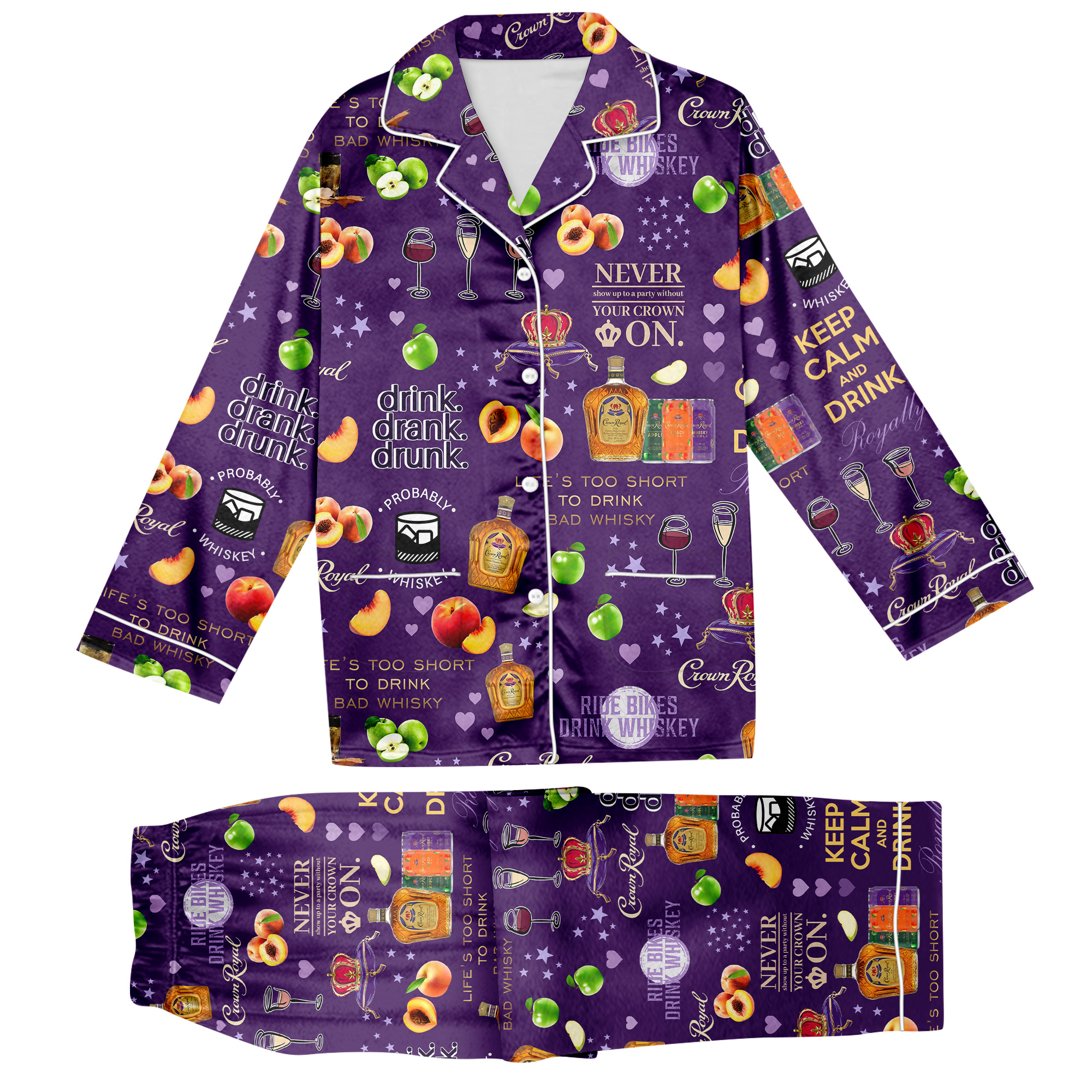 Crown Royal Pajama Set, Crown Royal Pajamas Pants, Whisky Holiday Pajamas Pant