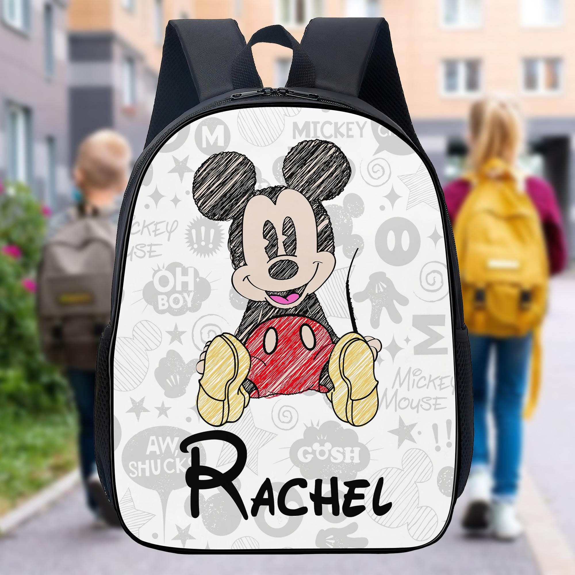 Personalized Cute Mouse Backpack, Customized Name Mouse Character Backpack, Animated Character Backpack