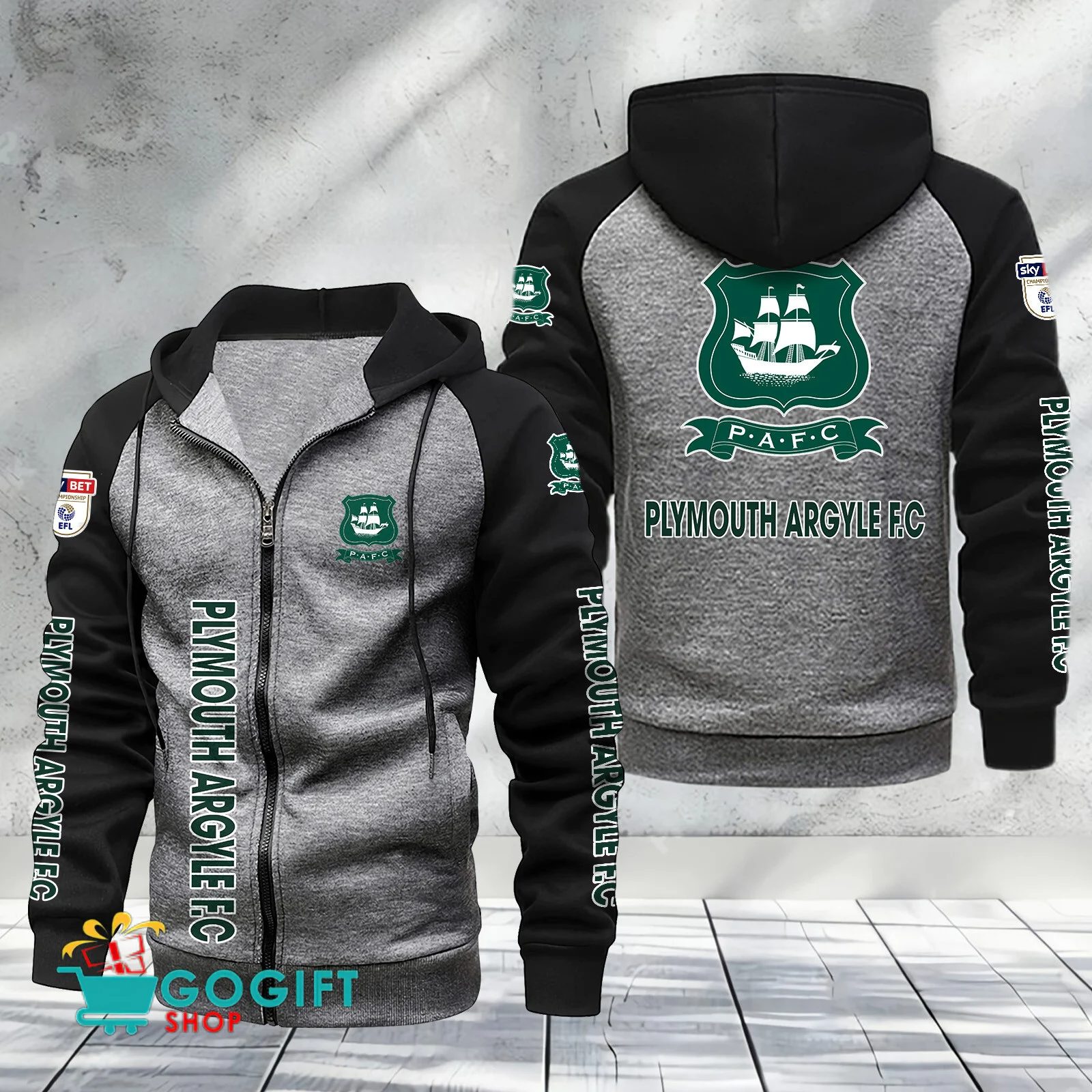 Plymouth Argyle FC Sporty Style Raglan Zipper Hoodie