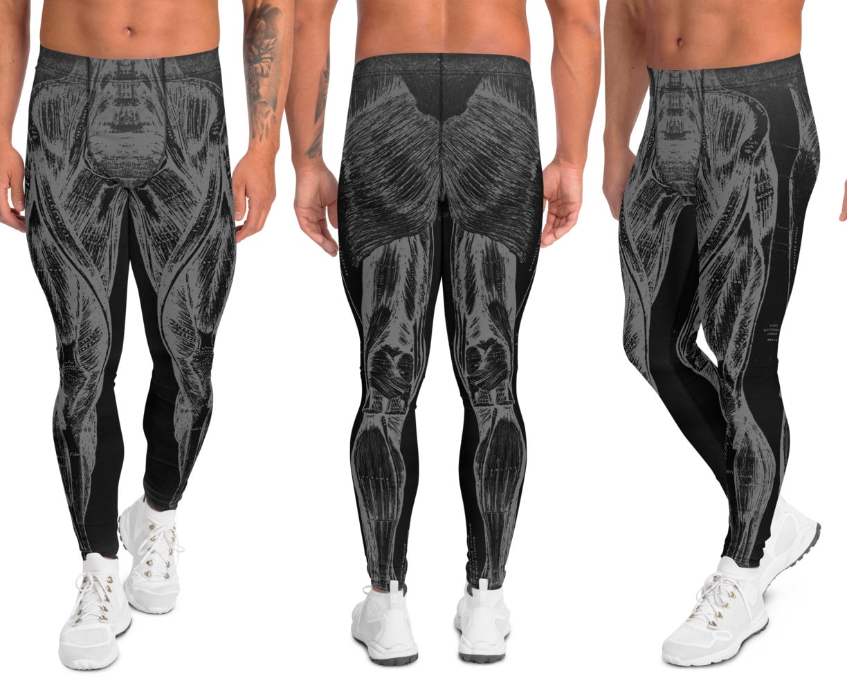 Men's Anatomy Leggings Muscle Design Pants Muscles of the Leg Small Medium