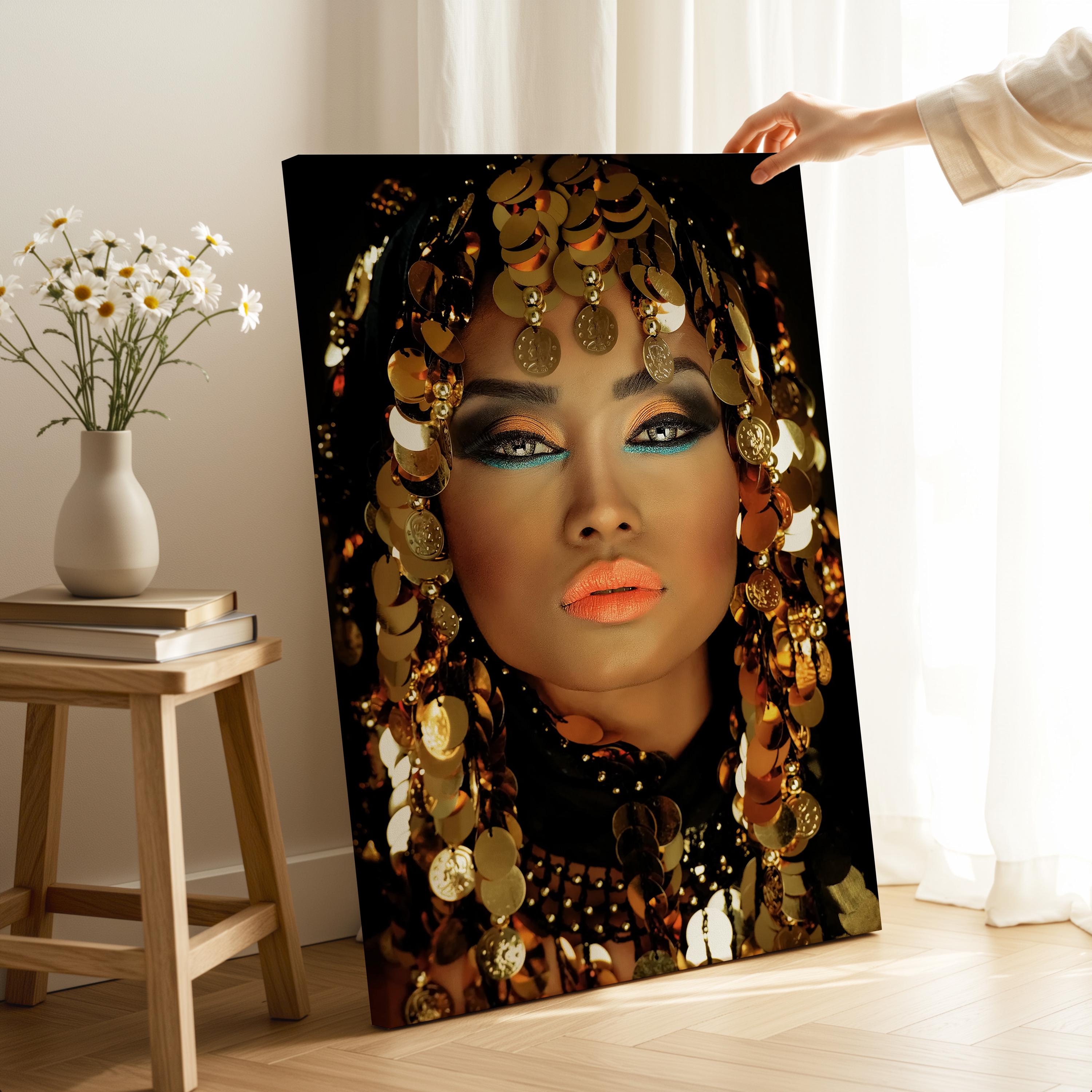 Gold Glitter African Woman Canvas Art Ready to Hang