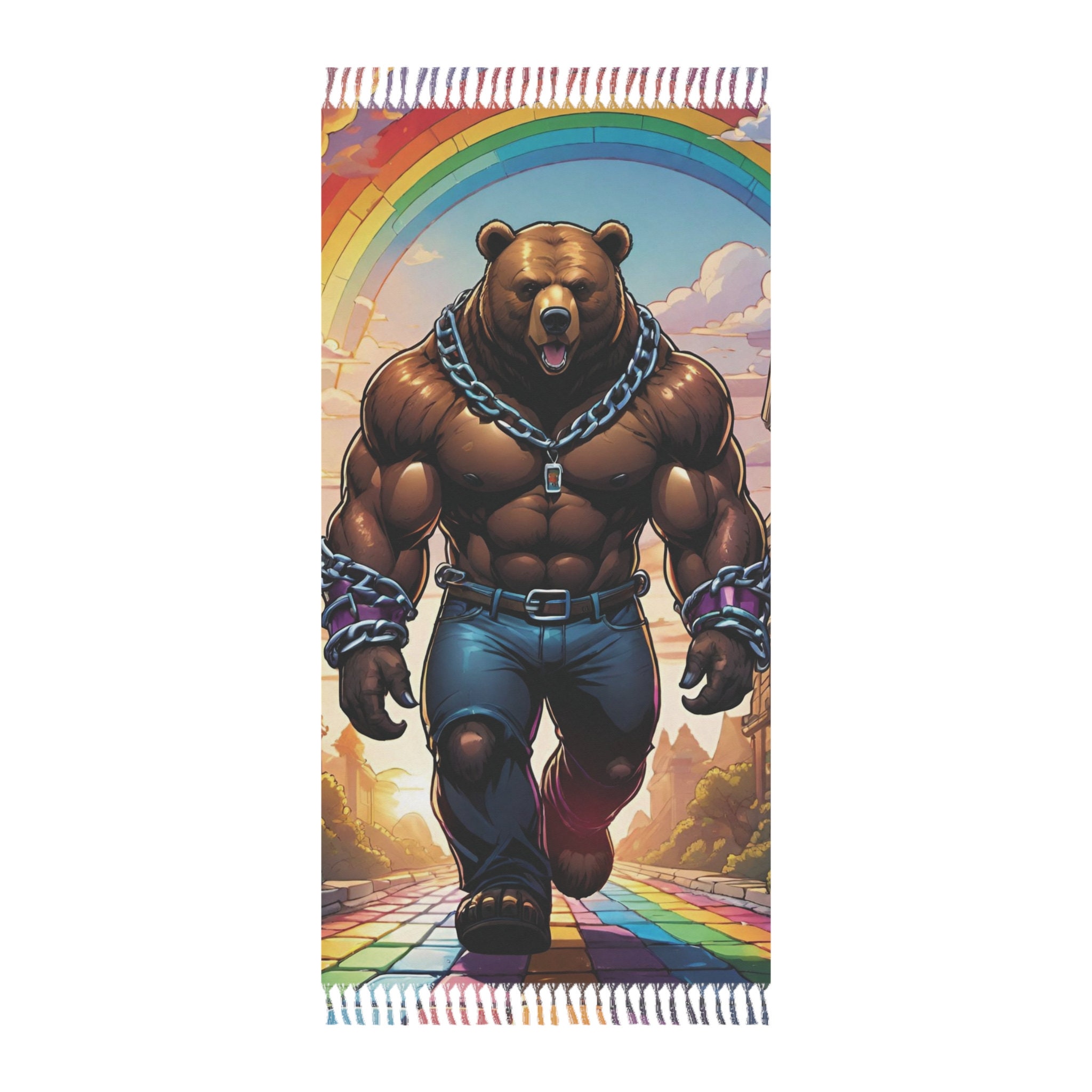 Rainbow Beach Bear Boho Beach Cloth, 1 size: 38" 81"
