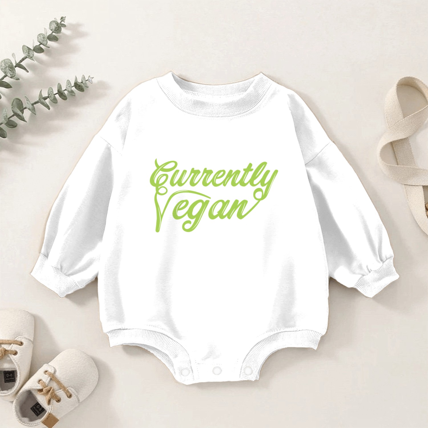 Currently Vegan Vegetarian Plant based Baby Romper Sweatshirts