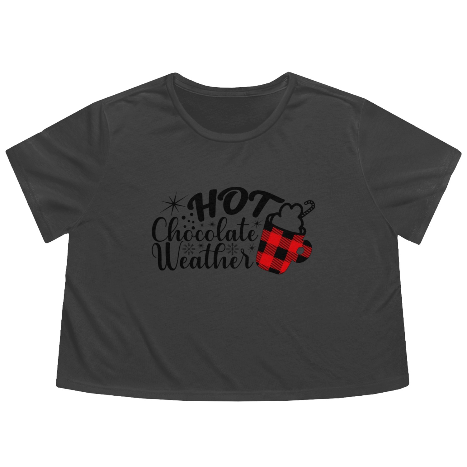 Hot Chocolate Weather Flowy Cropped Tees