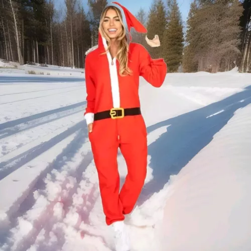 Santa Men's Hooded Jumpsuit | Christmas Pajama Outfits | Family Matching Pajamas