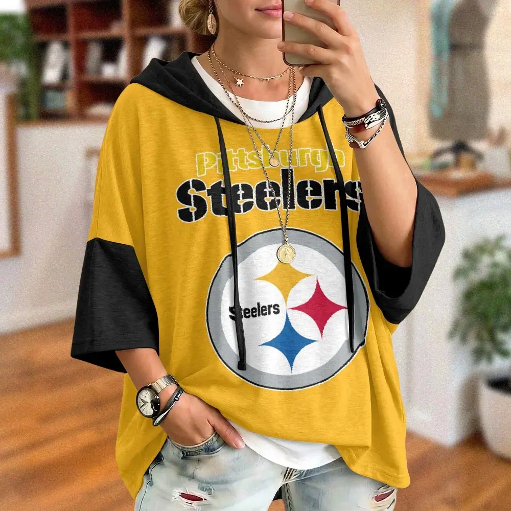 Pittsburgh Steeler Oversized Short Sleeve Hoodie