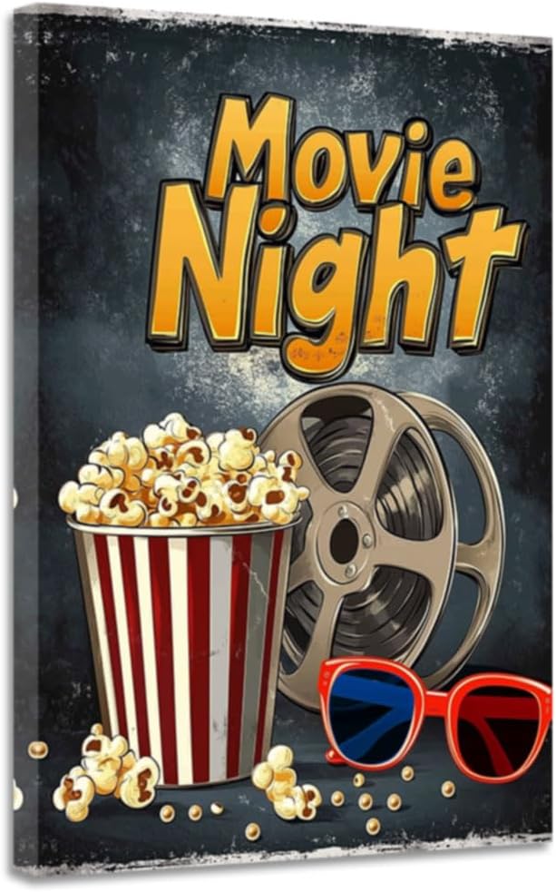 Retro Film Poster Canvas Wall Art Cinema Decor for Home Theater & Game Room