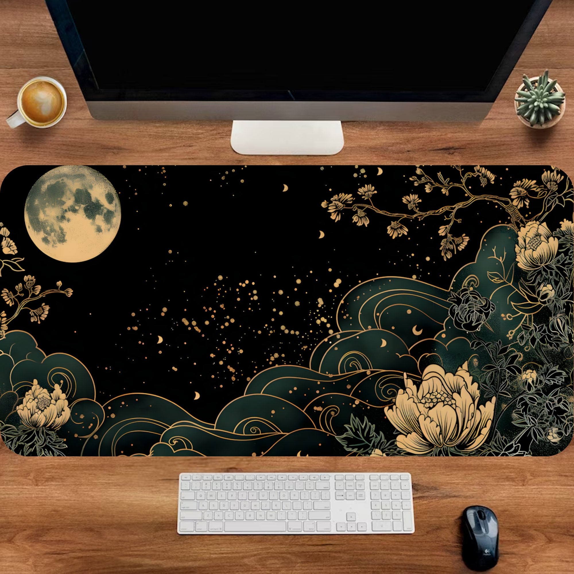 Botanical Plant Desk Mat, Floral Desk Mat, Cottage Core Desk Mat, Gaming Mouse Pad, Keyboard Mat, Flower Office Mat, Cute Office Decor
