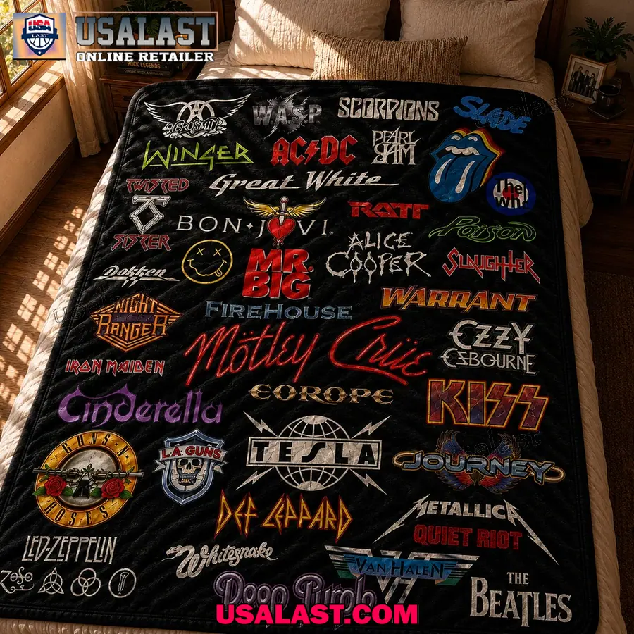 Classic Rock Band Logo Vintage Quilt Blanket