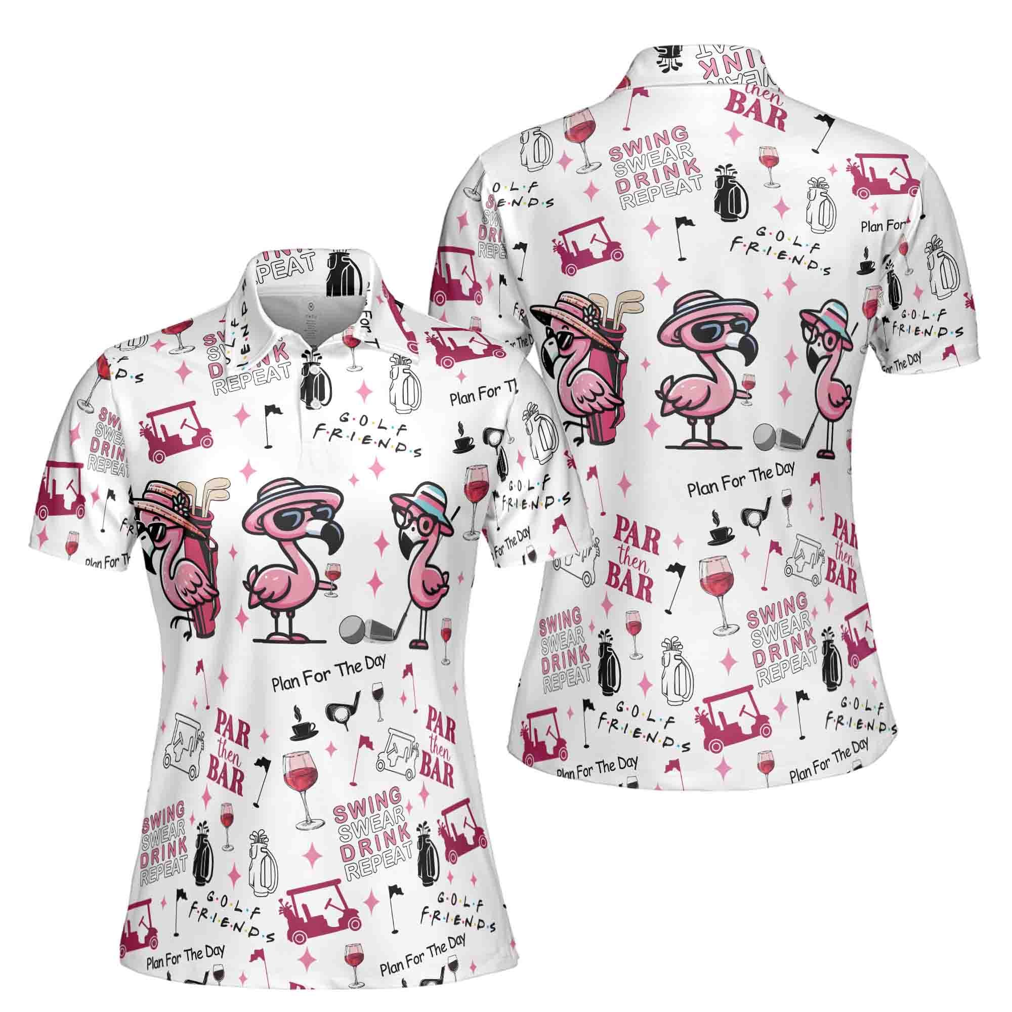 Funny Adorable Flamingo Par Then Bar Women's Polo Shirt