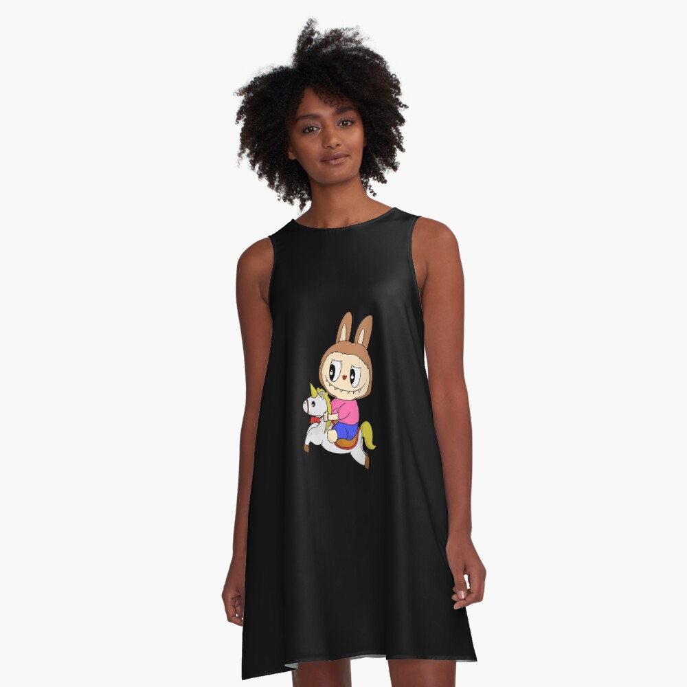 Labubu riding a horse A-Line Dress, Gift for Her
