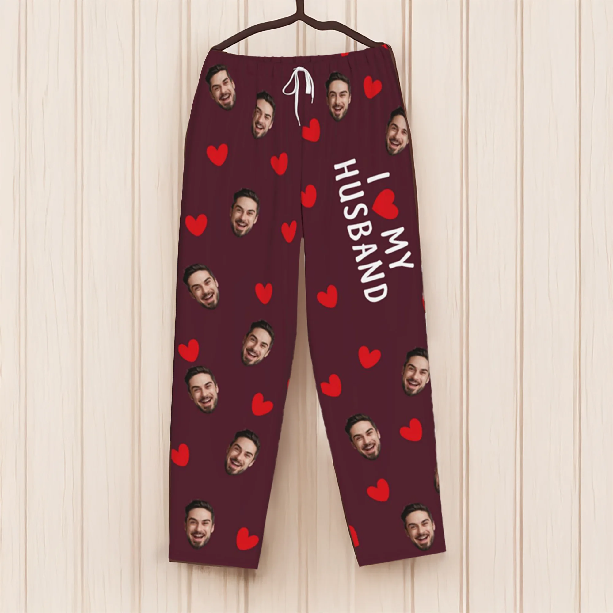 Personalised I Love My XX Face Photo Couple Pajamas Birthday Anniversary Gift for Couples