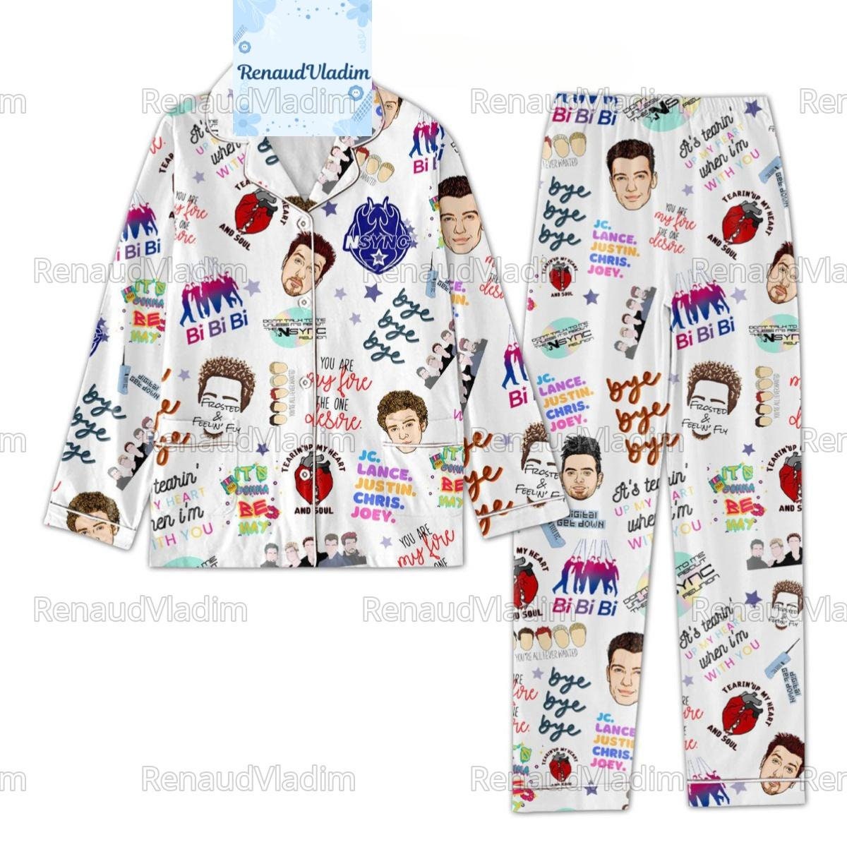Nsync Band Pajamas Set, Comfortable Pajamas Set For Adult, Unisex Homewear, Sleepwear