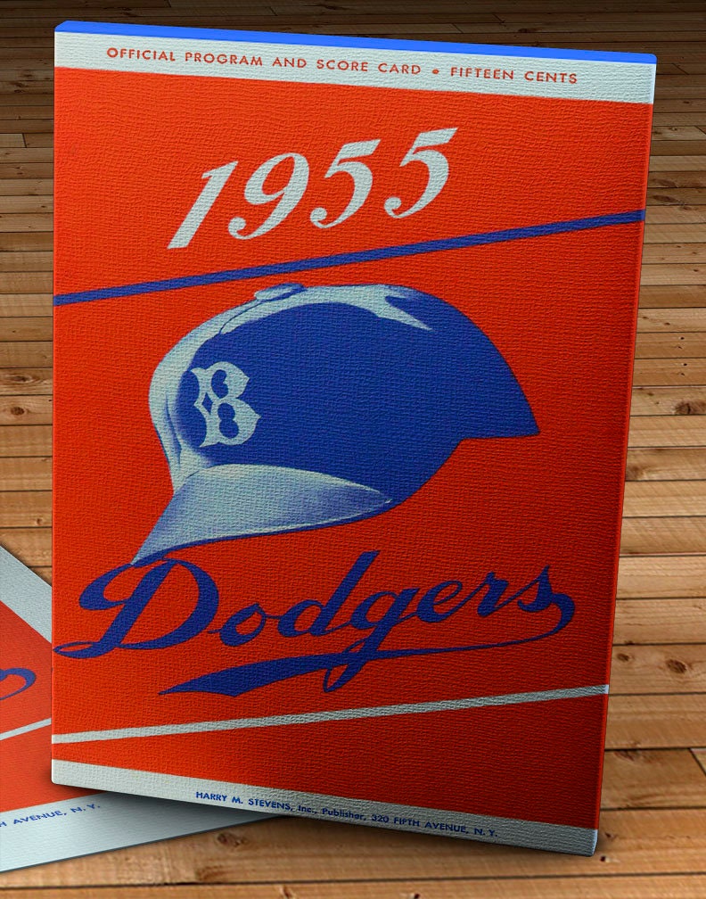 1955 Vintage Brooklyn Dodgers Baseball Scorecard - Canvas Gallery Wrap