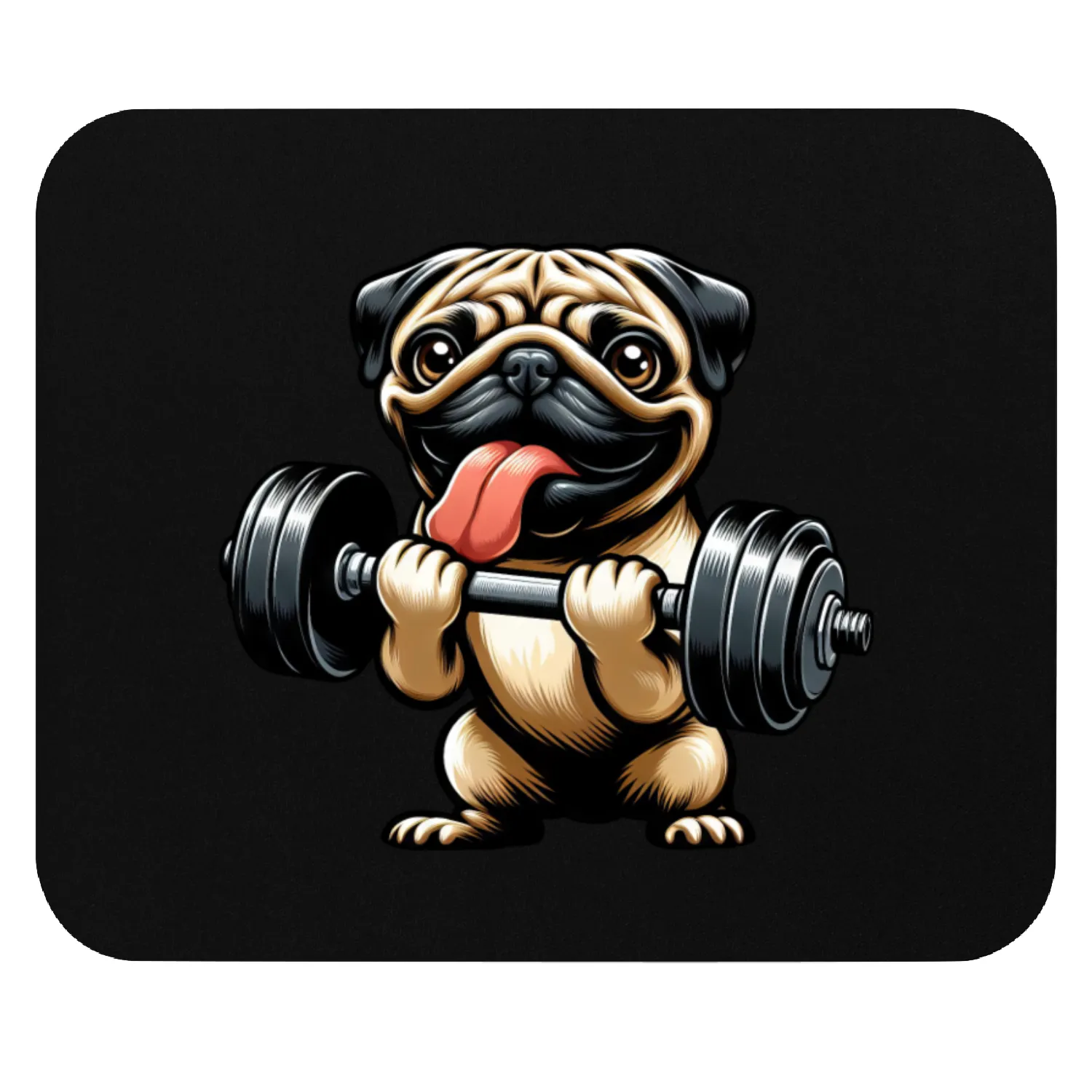 Pug Workout: Fun Dumbbell Training Mouse Pads