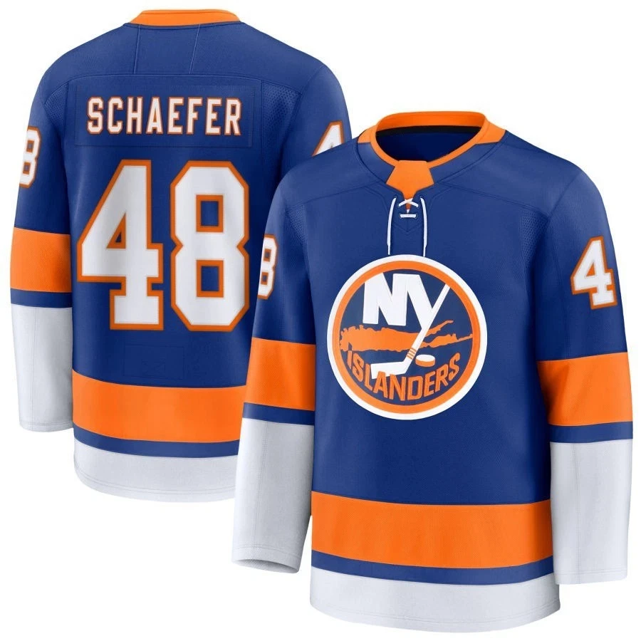 Custom Men's #48 Schaefer Royal/White 2025 Home Hockey Jersey, Gift For Fans, Christmas Gift