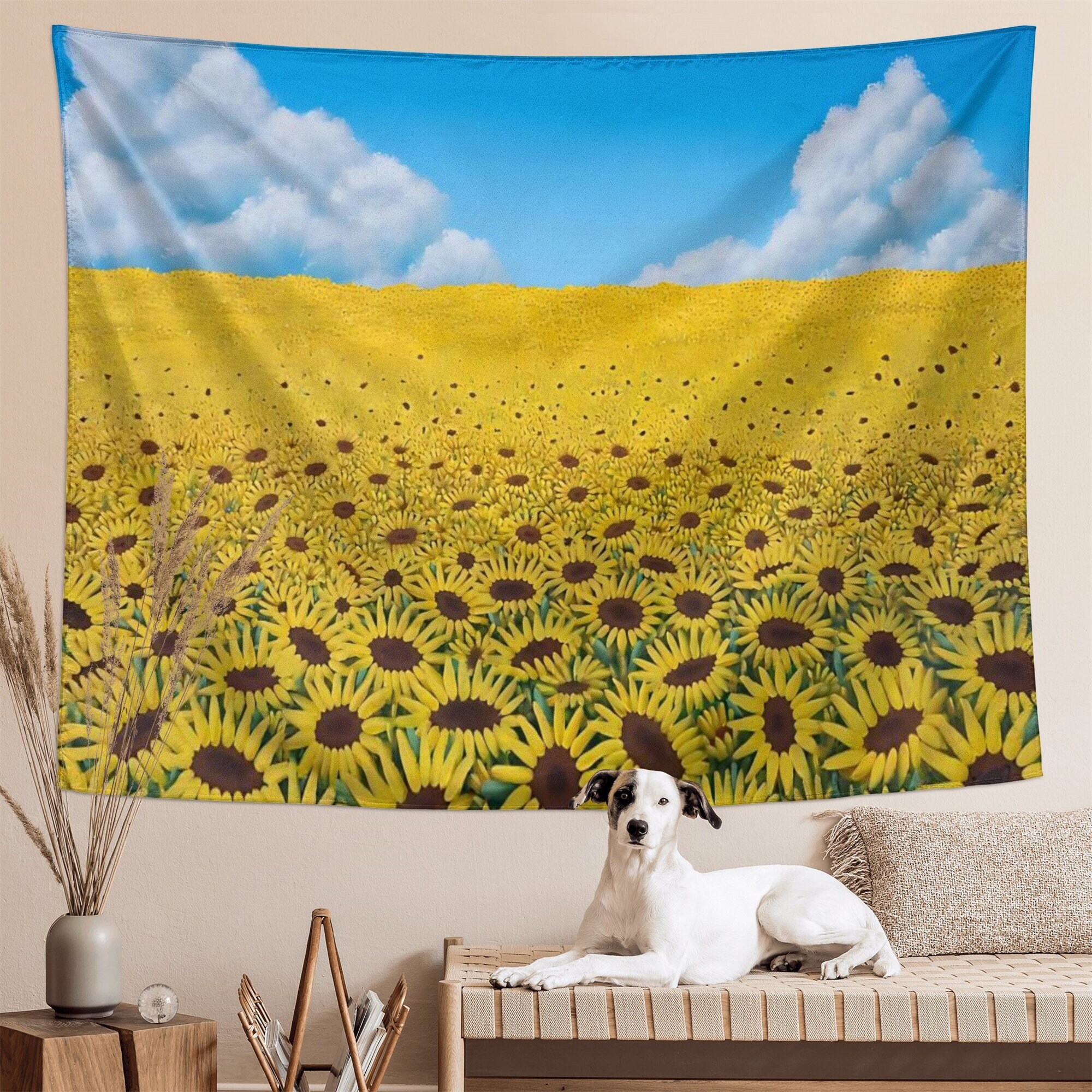 Sunflower Tapestry Wall Hanging Golden Yellow Sunflowers Tapestries