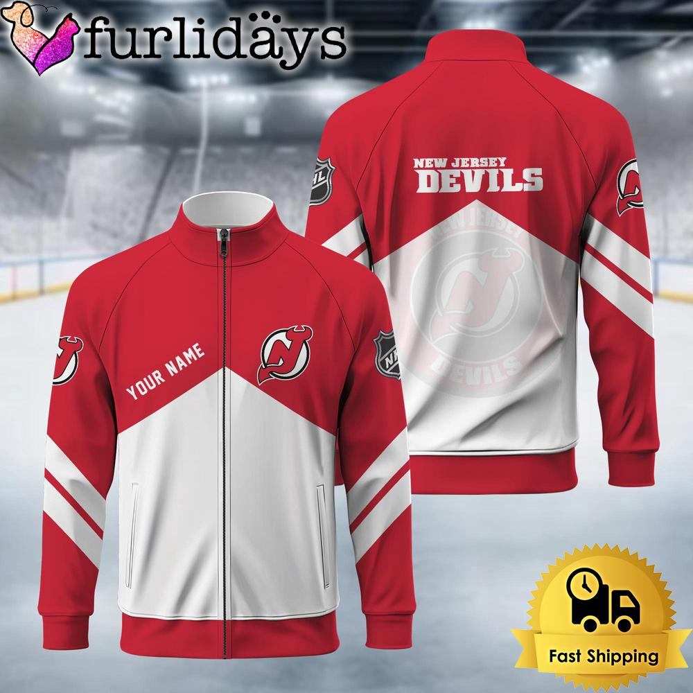 New Jersey Devils Logo Custom Standing Neck Zipper Jacket