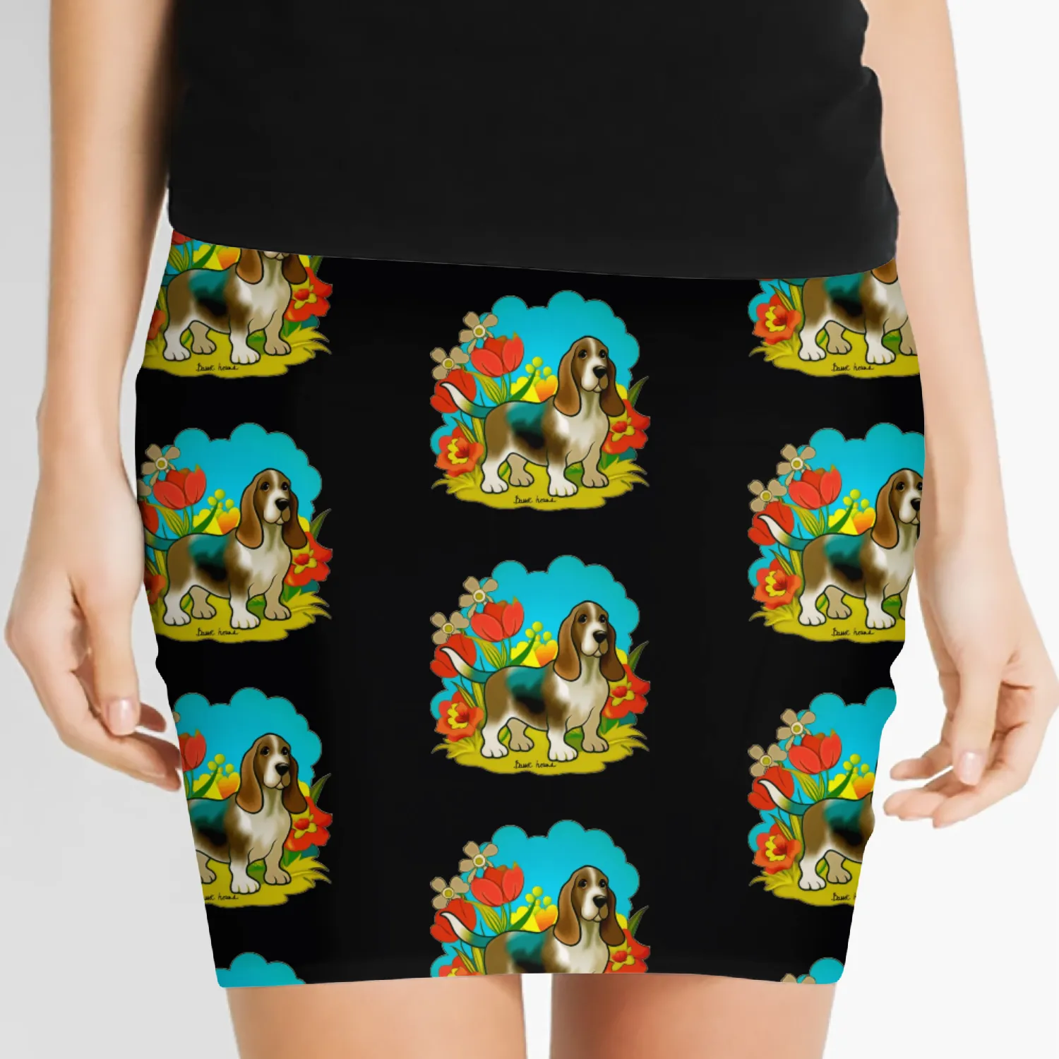 A sweet basset hound dog Women's Mini Skirts