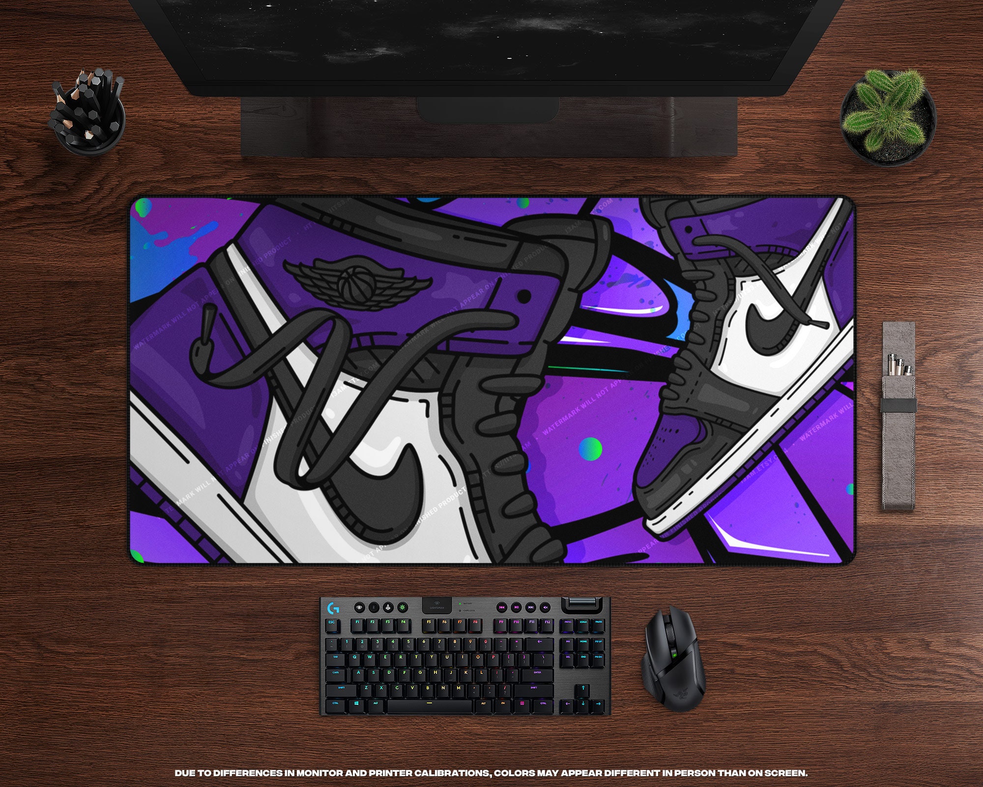 Graffiti Court Purple Ones Desk Mat XL Gaming Mouse Pad, Large Gaming Mat, Mousepad XXL, Sneakerhead, Sneaker Decor, Desk Accessories