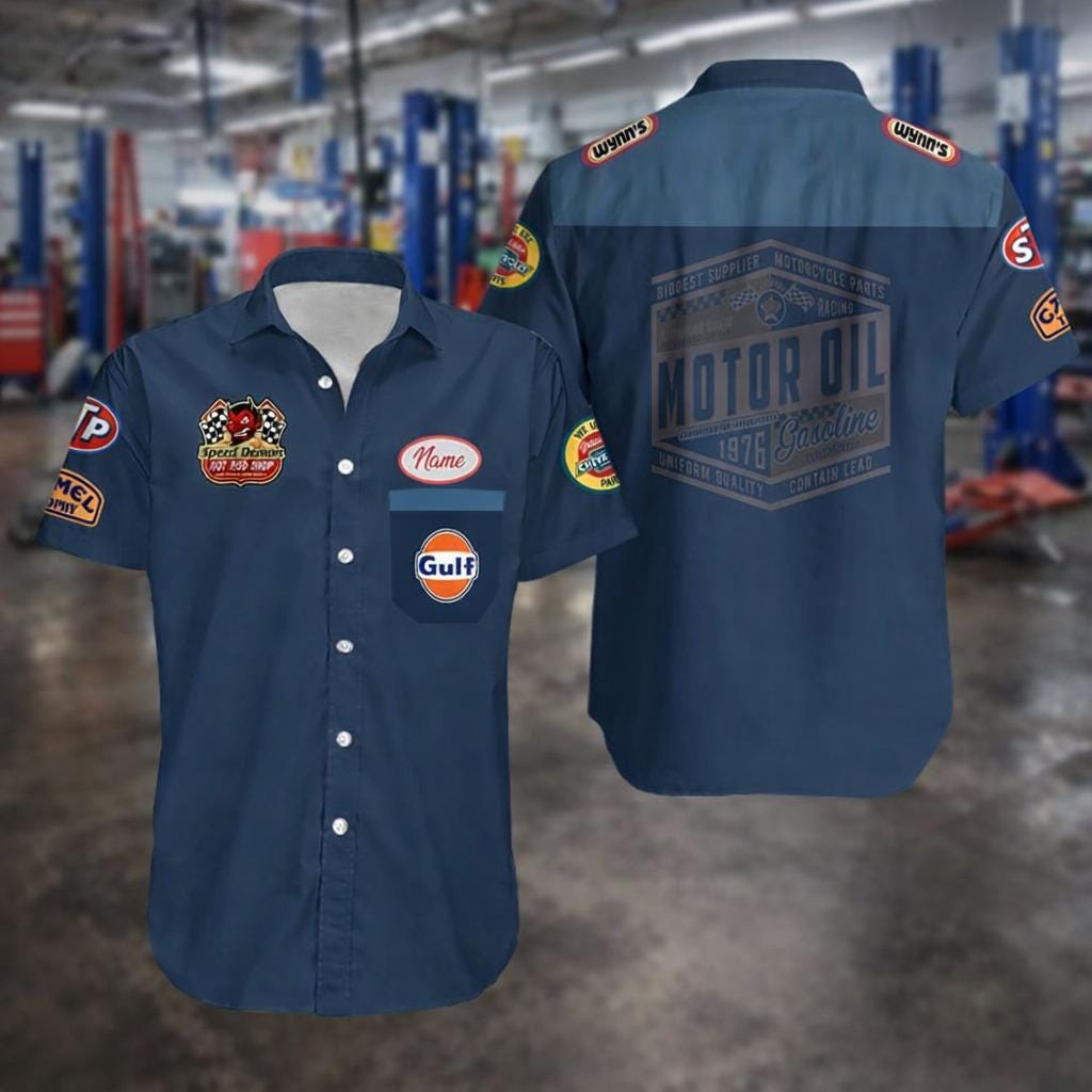 Custom Name Vintage Garage | Casual Button Hawaiian Shirt
