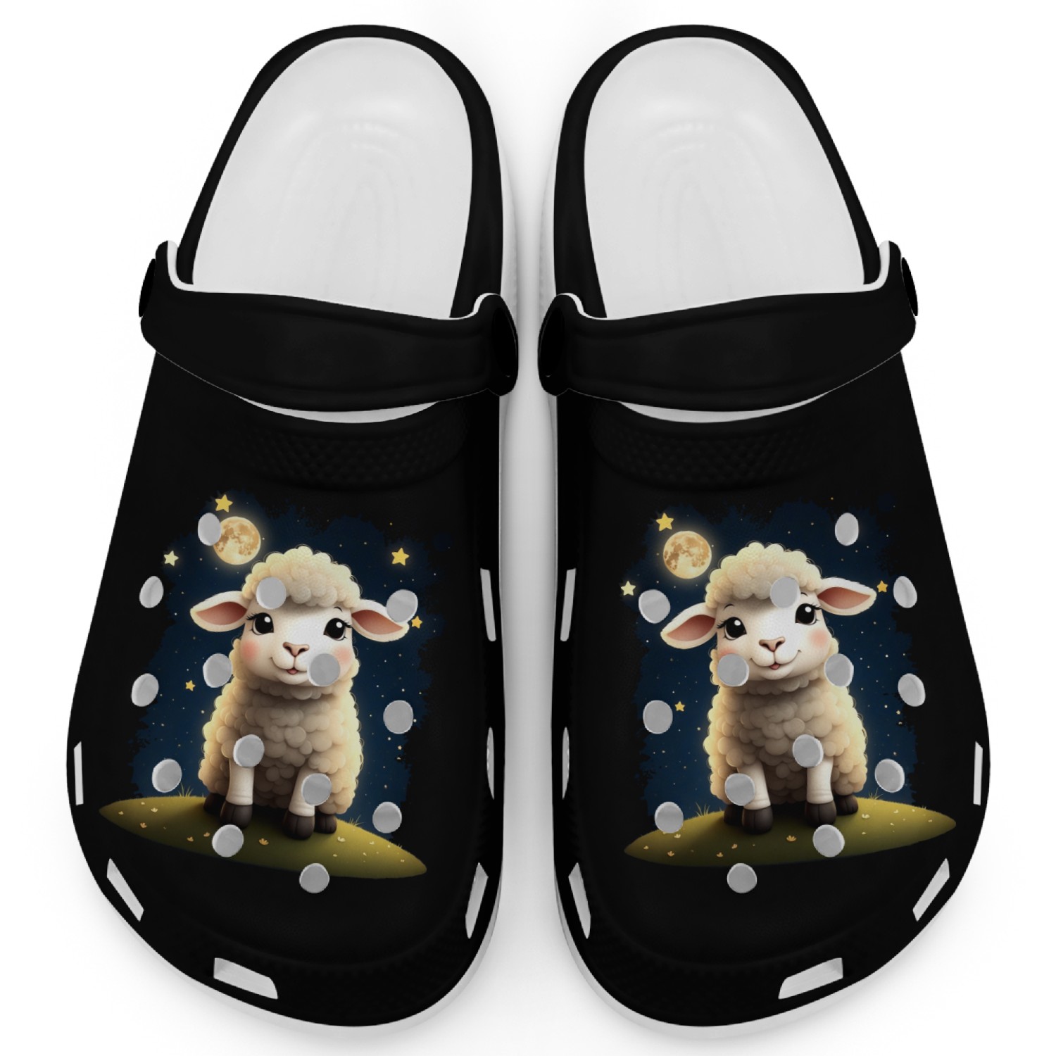 Cute Sheep and Moon Lover Design Clogs