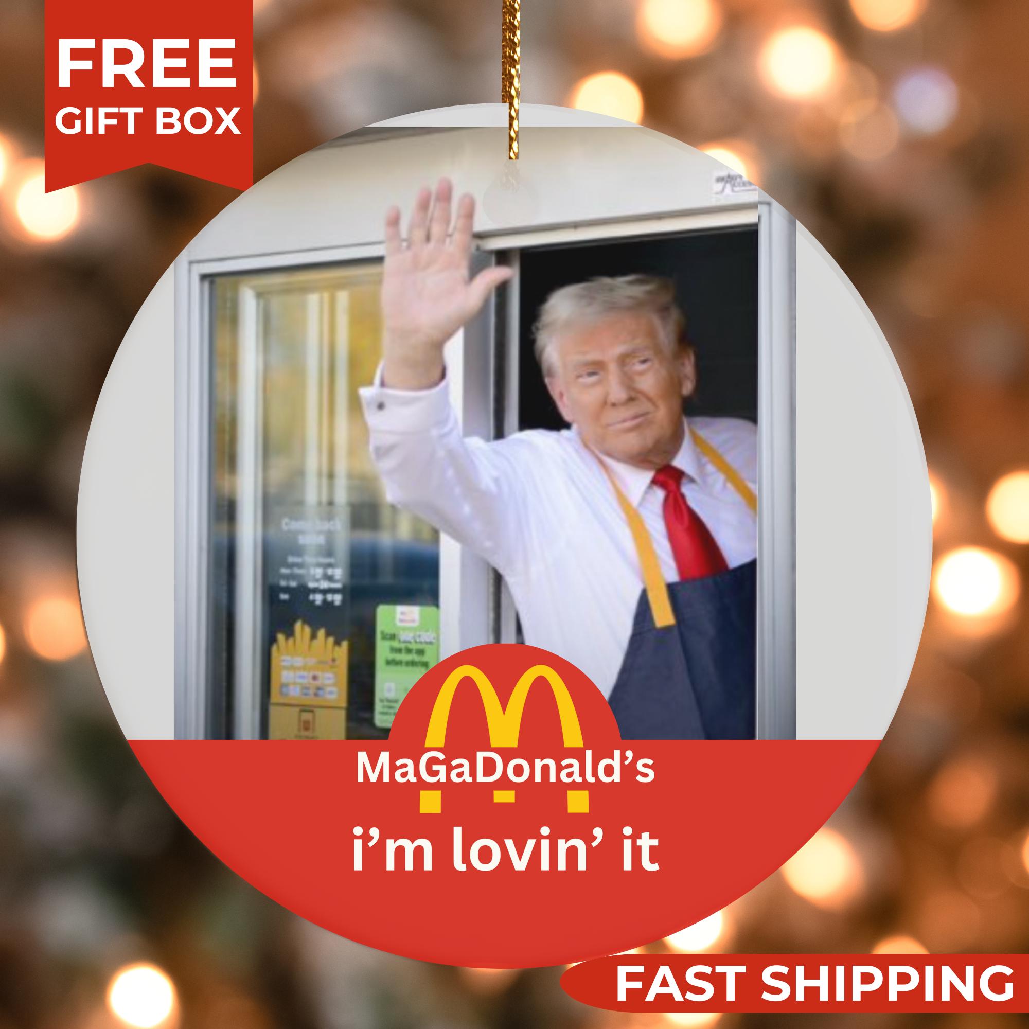 Trump MaGaDonald Ornament Gift, Trump 2024 Ornament, President Trump Christmas Ornament, Trump Drive Through Onament, Trump Gift