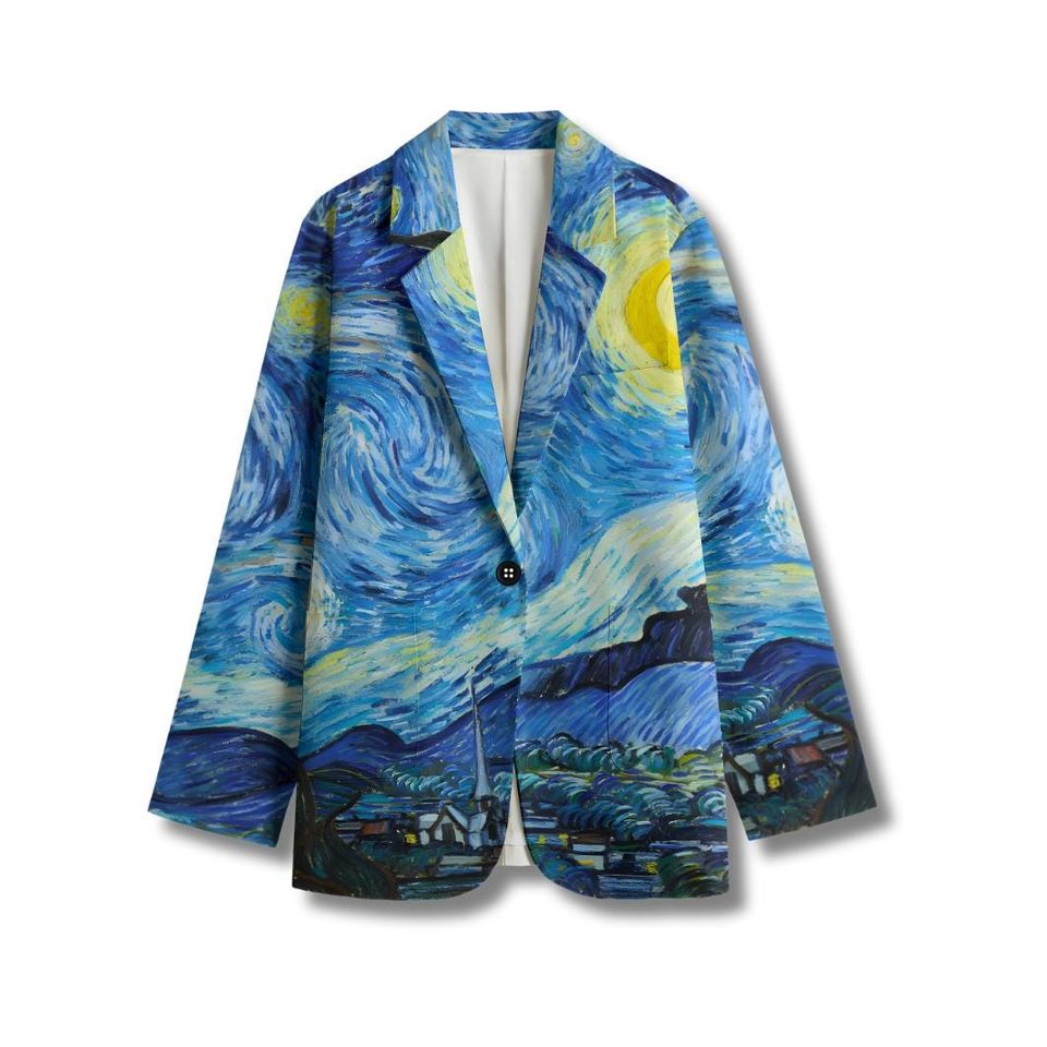 Starry Night Casual Blazer, Women Suit Jacket, Gift For Her