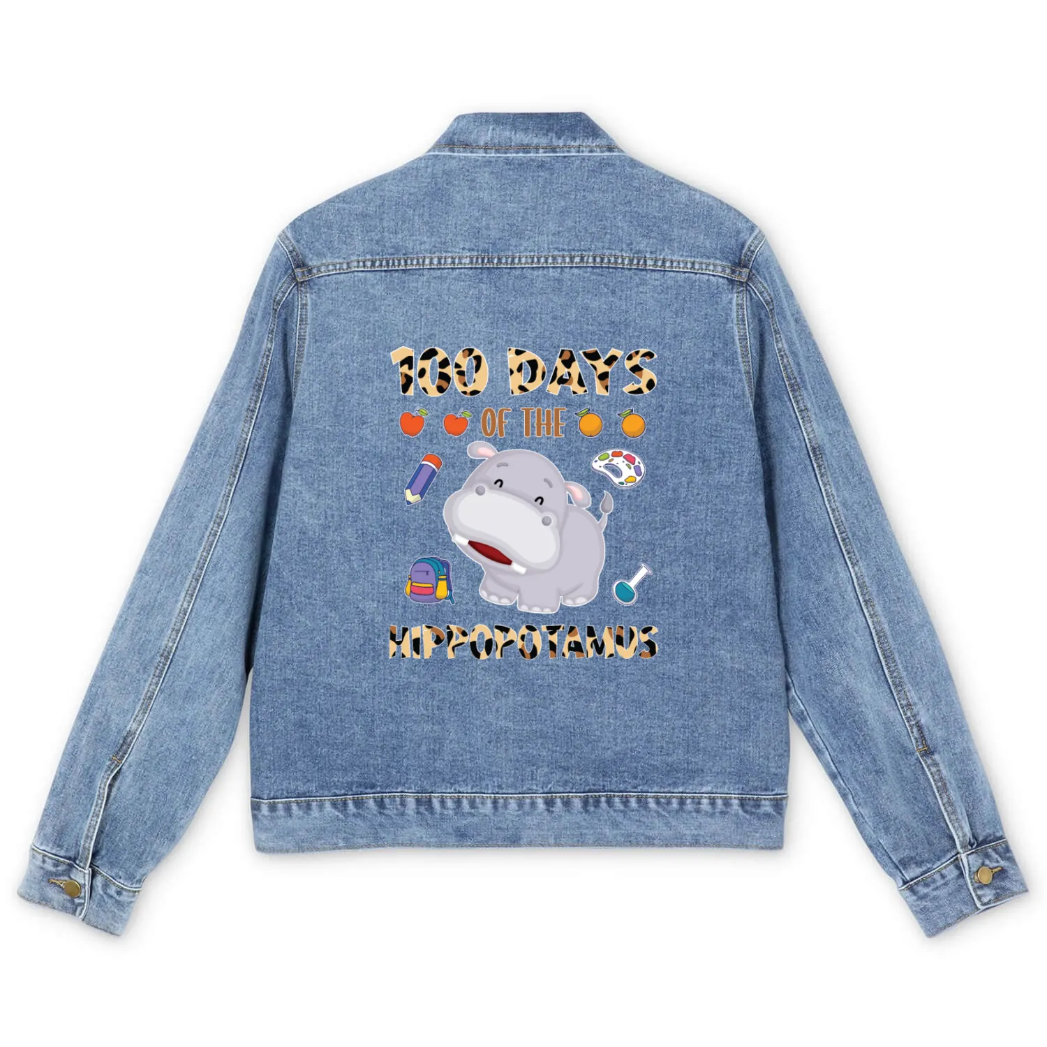 100 Day Of The Hippopotamus Cheetah Leopard Men's Denim Jackets