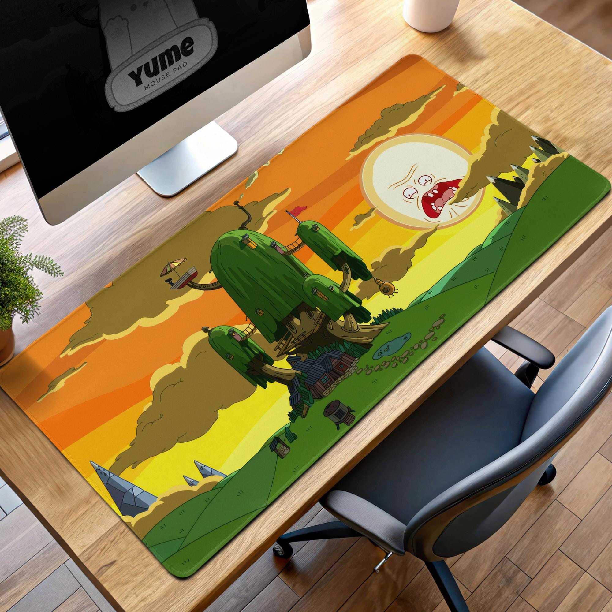 Adventure Time Treehouse Mouse Pad, Cartoon Fantasy Desk Mat, Sunset Aesthetic Gaming Mat