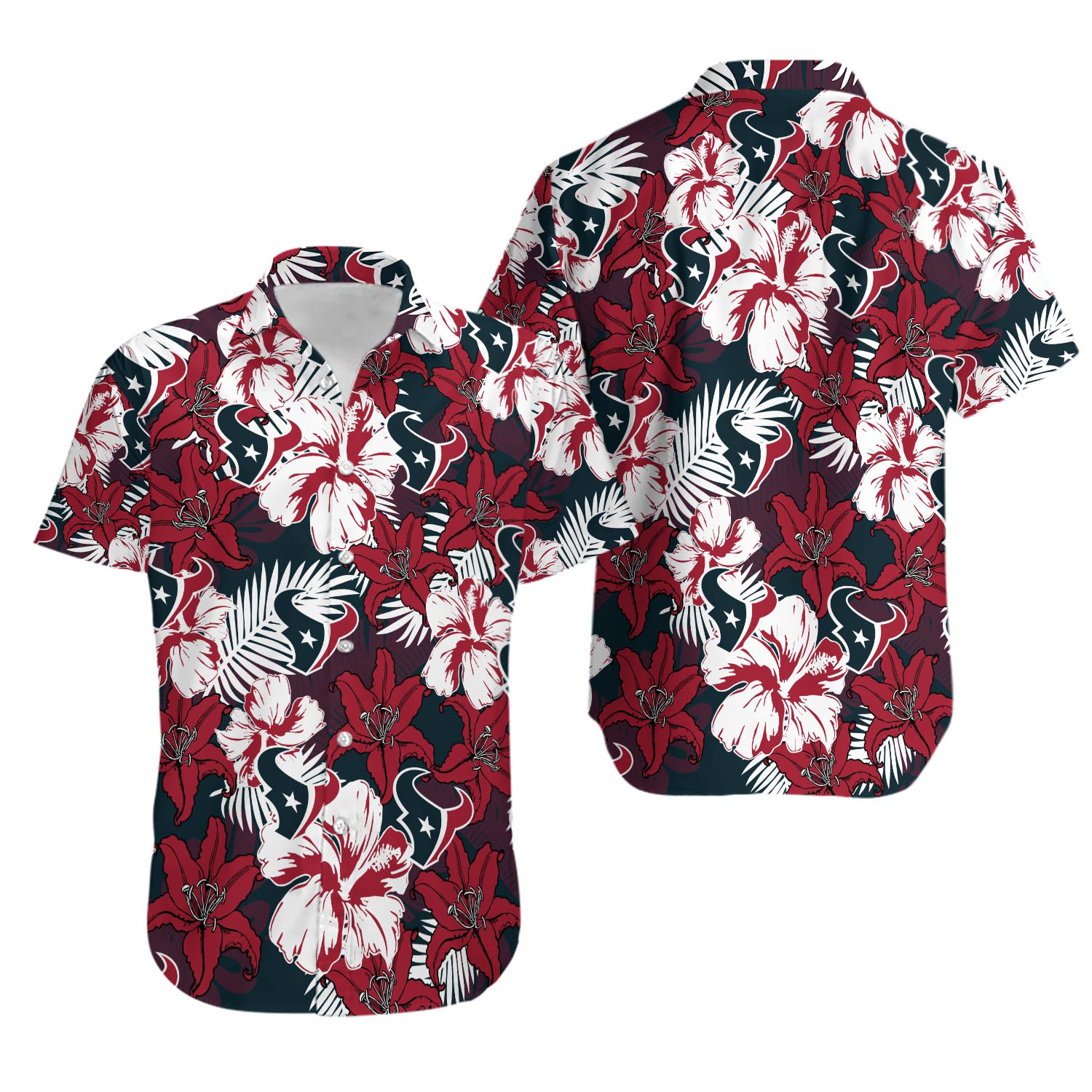 Houston Football Team Texanss Hawaiian Button Down Shirt