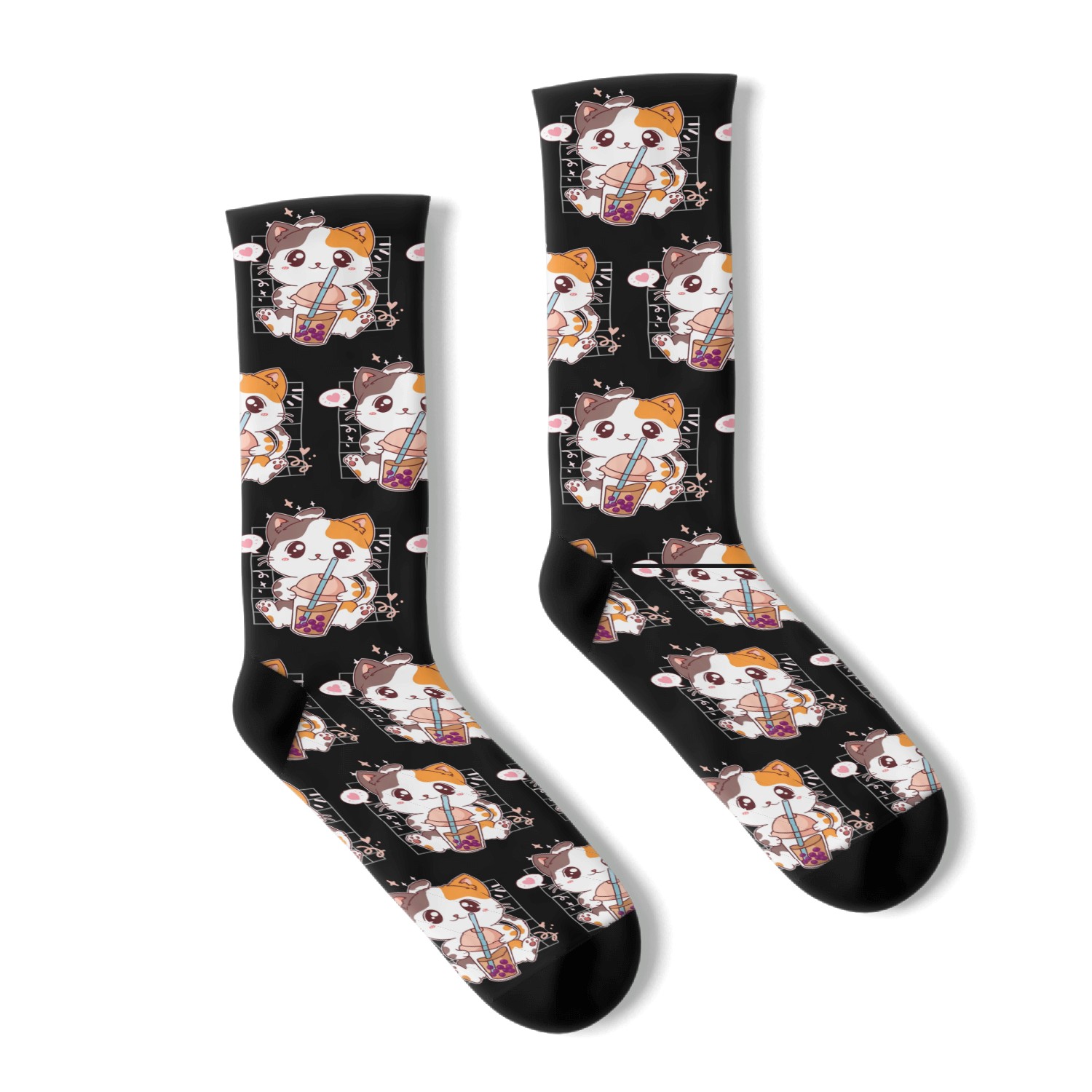 Cat Boba Tea Bubble Tea Kawaii Anime Japanese Socks