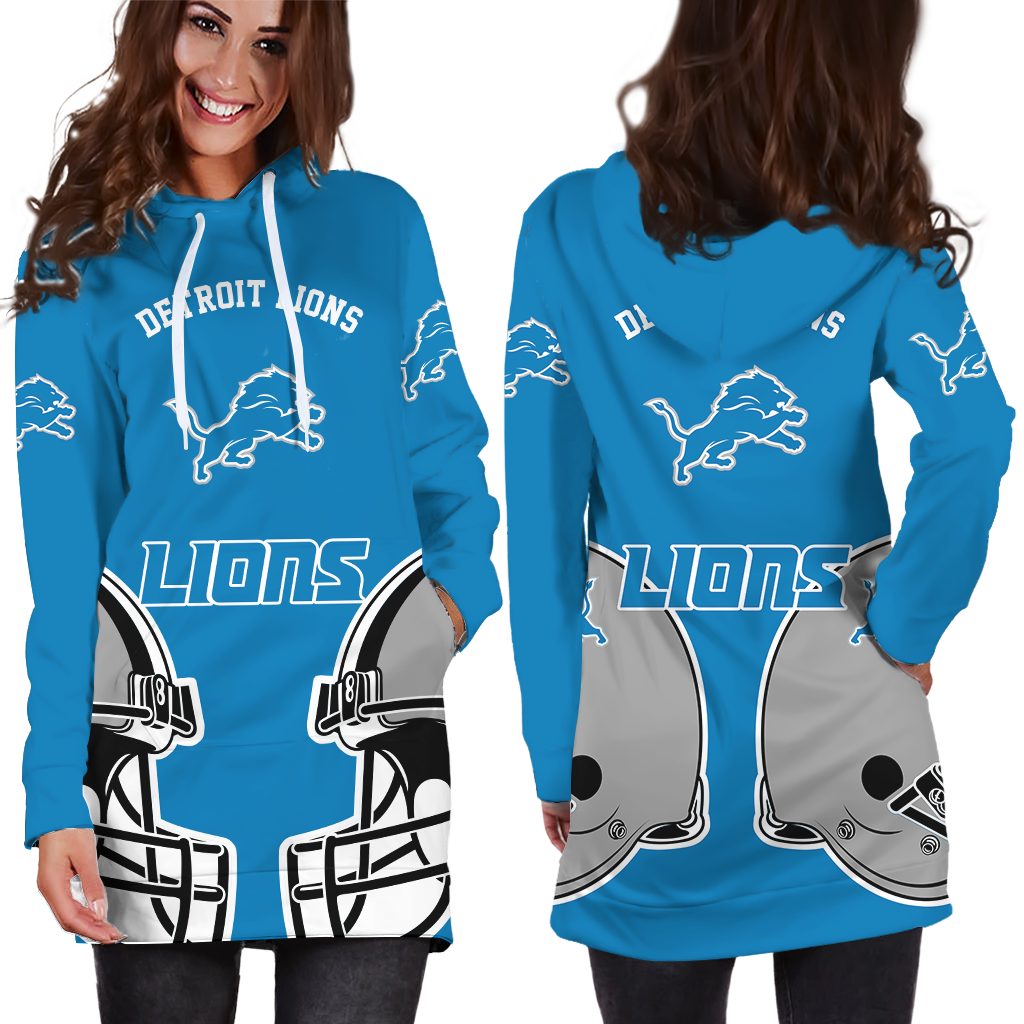 football Detroit Lions Blue Women Hoodie Dress