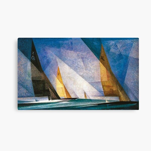 Sailboats nautical, maritime landscape coastal painting by Lyonel Feininger Canvas