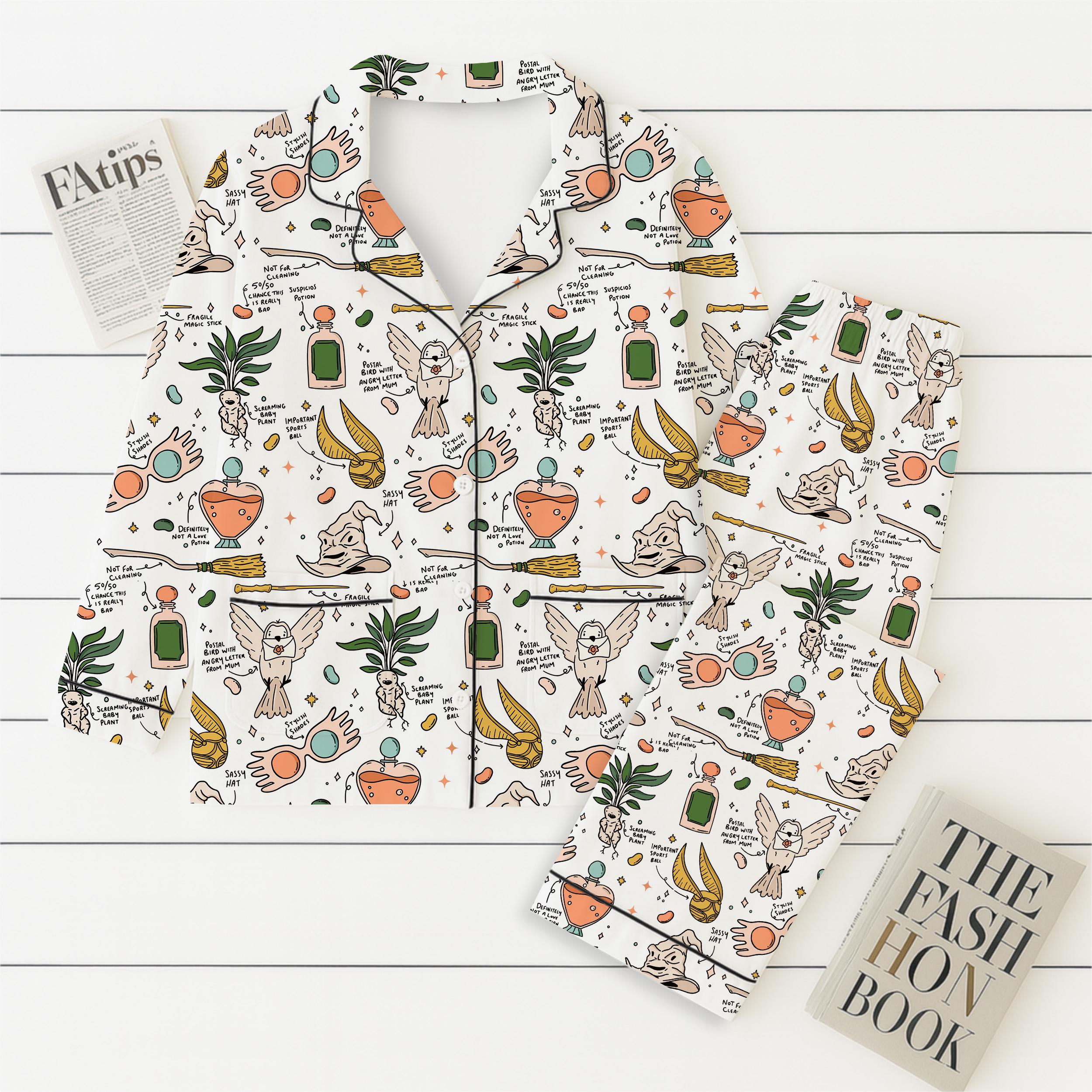 Halloween HP Movie Pajama Set, Wizard Movie Nightwear, Magic Kingdom Sleepwear for Witch Fans