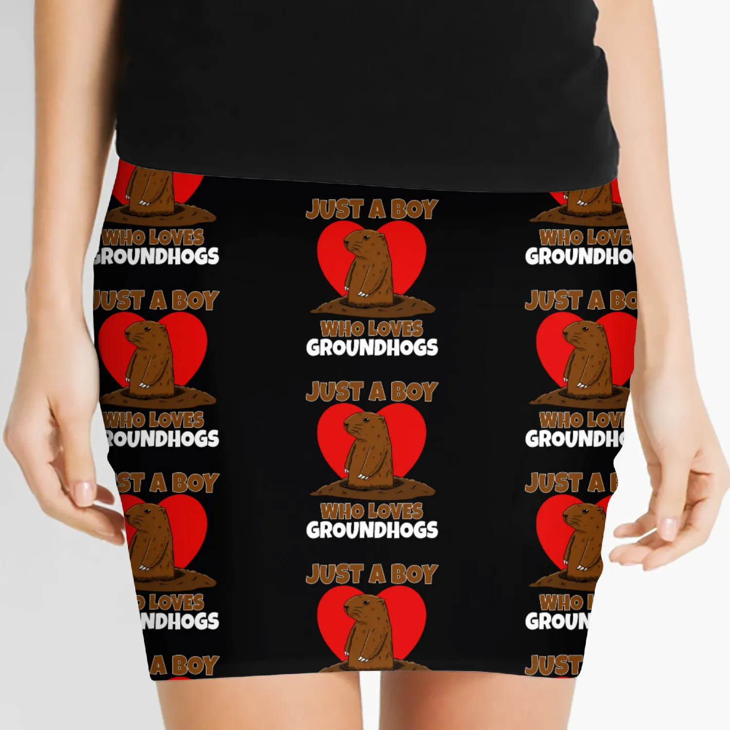 Just A Boy Who Loves Groundhog Women's Mini Skirts